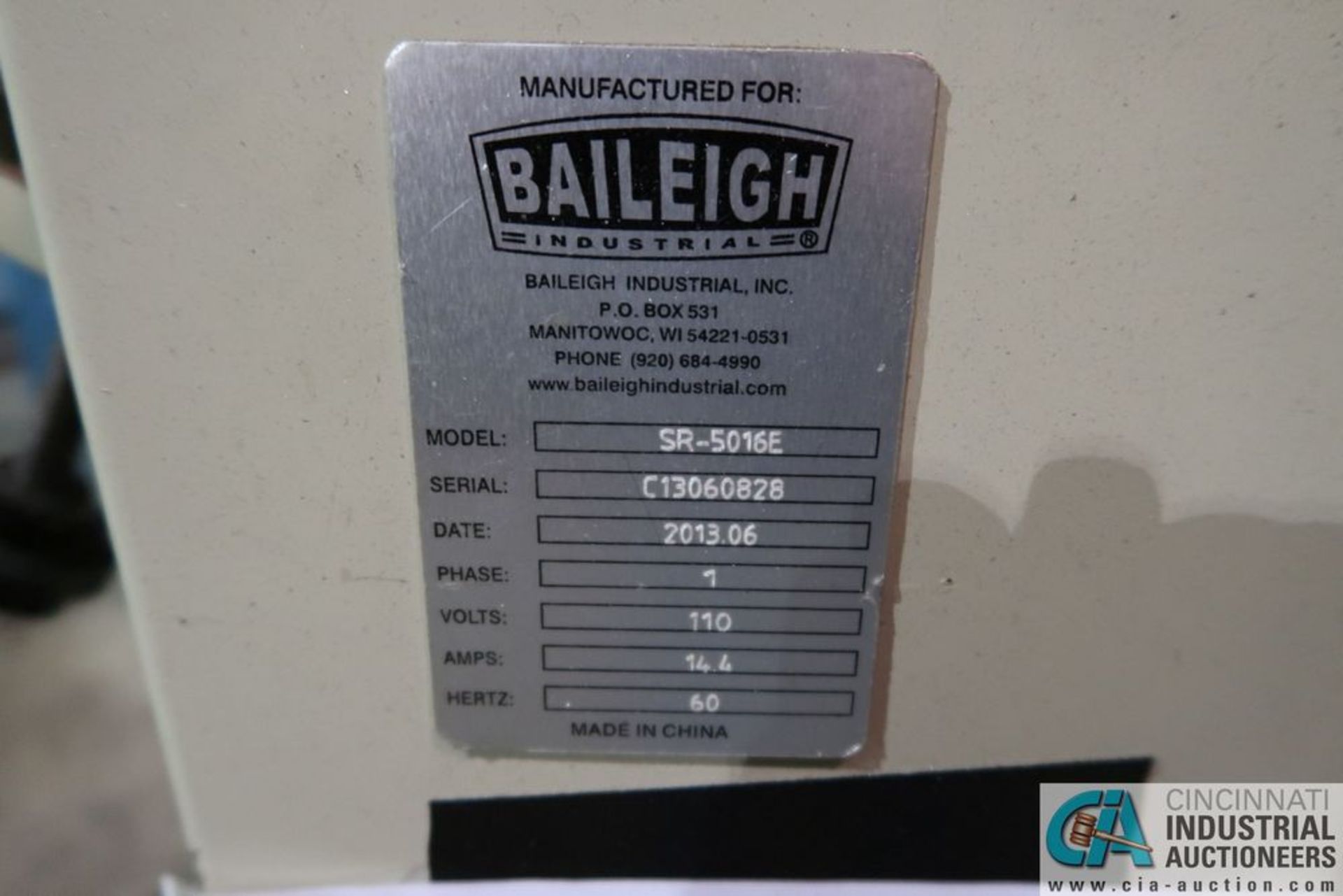 16 GA. X 52" BAILEIGH MODEL SR-5016E POWER SLIP ROLL; S/N C13060828, 3" ROLLERS, 1.5 HP (NEW - Image 8 of 8