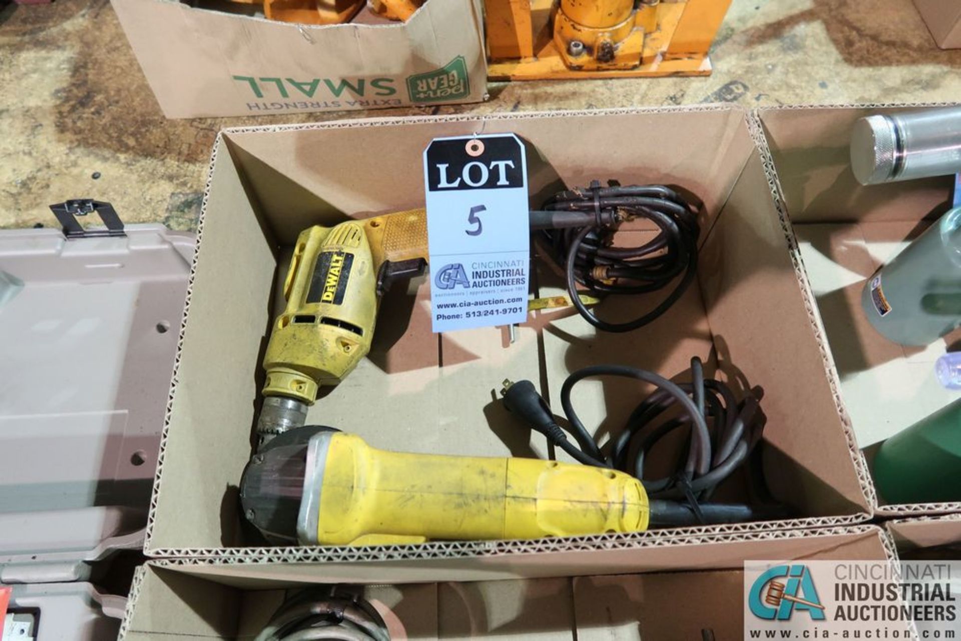 (LOT) DEWALT ELECTRIC DRILL AND ANGLE GRINDER