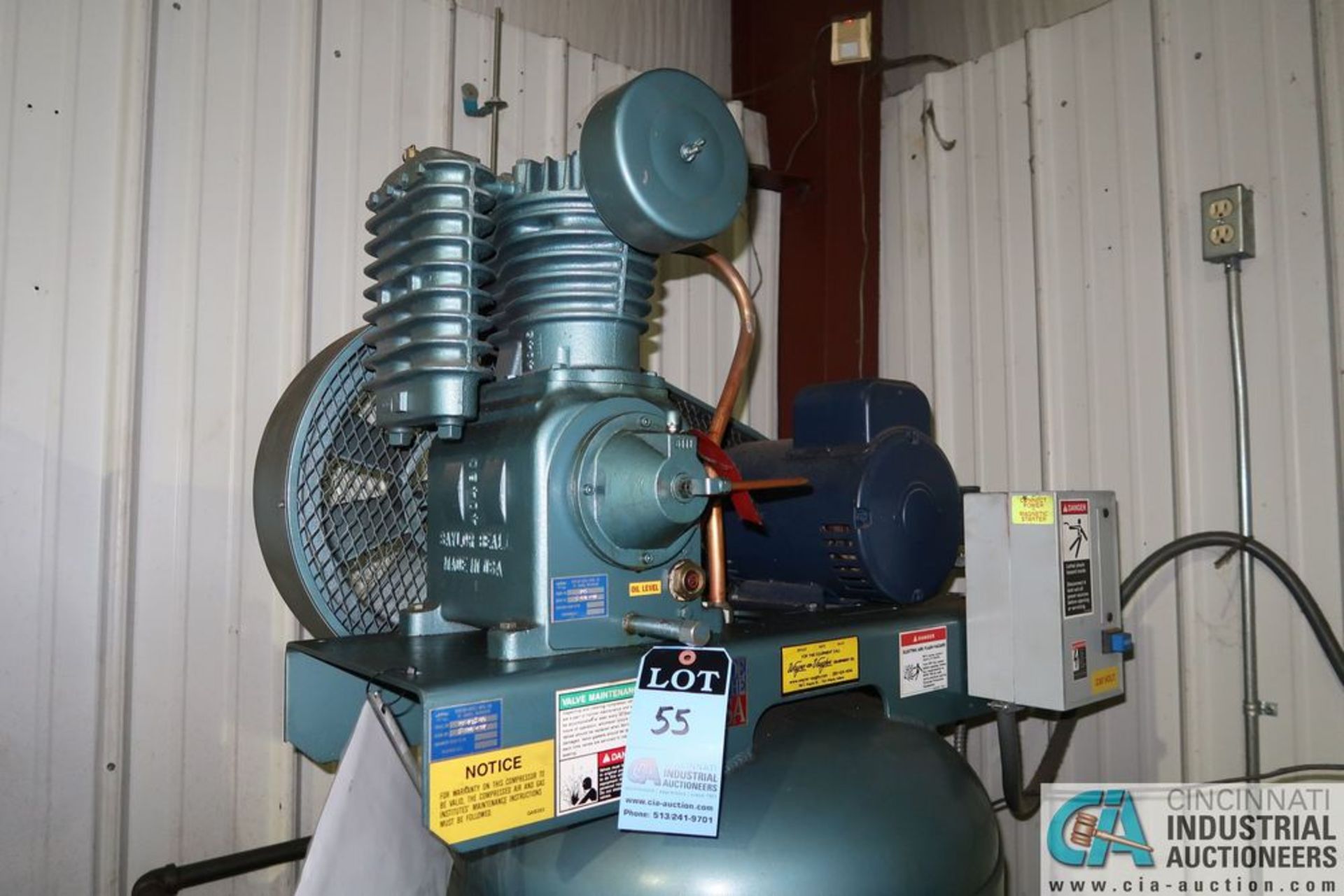 ****5 HP SAYLOR-BEALL MODEL VT-735-80 VERTICAL TANK AIR COMPRESSOR; S/N 5-124-A07 **LOADING FEE DUE - Image 4 of 5