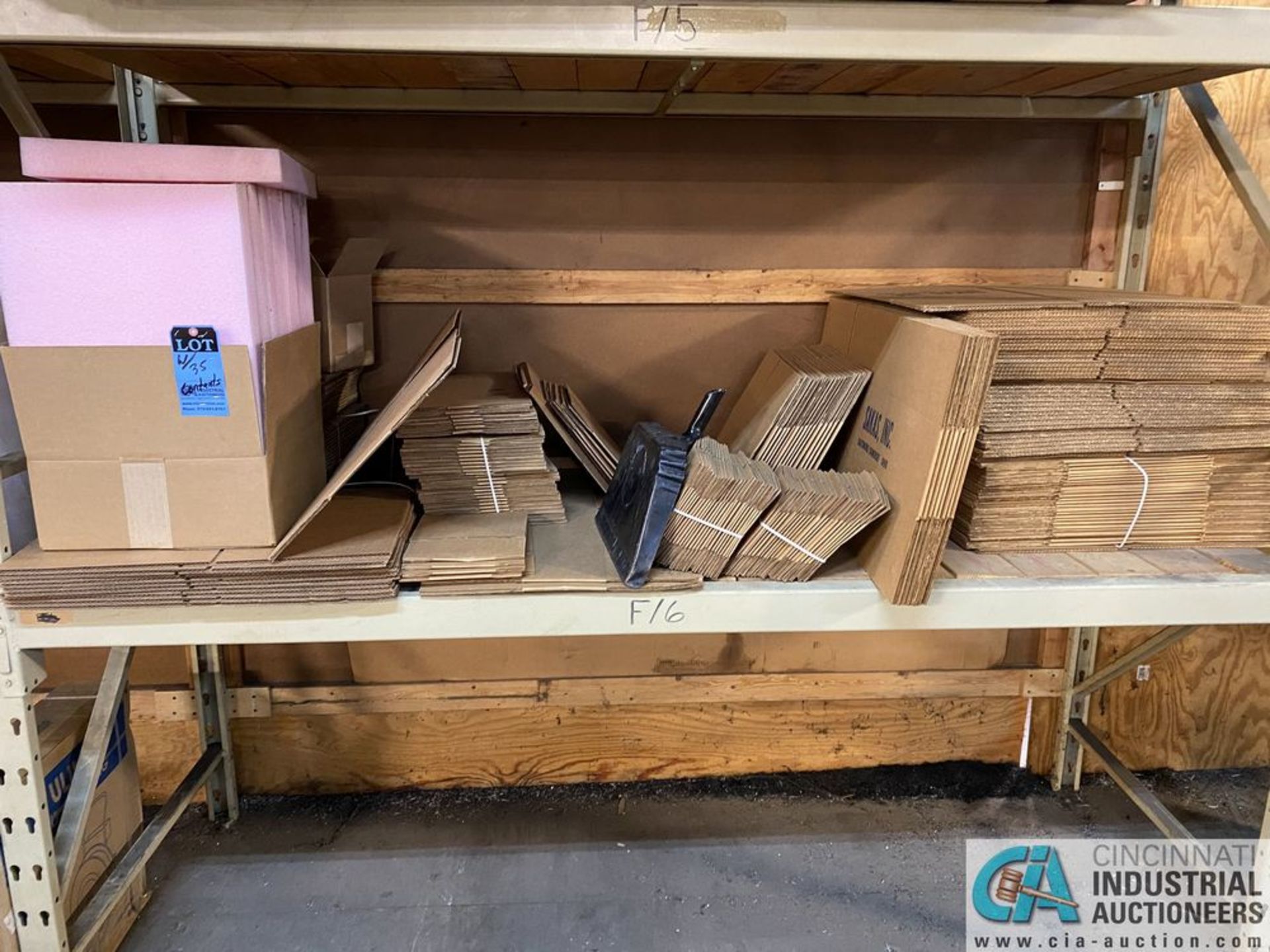 (LOT) CONTENTS OF 4-SECTIONS PALLET RACK - ASSORTED CORRUGATED BOXES AND OTHER SHIPPING SUPPLIES - Image 4 of 6