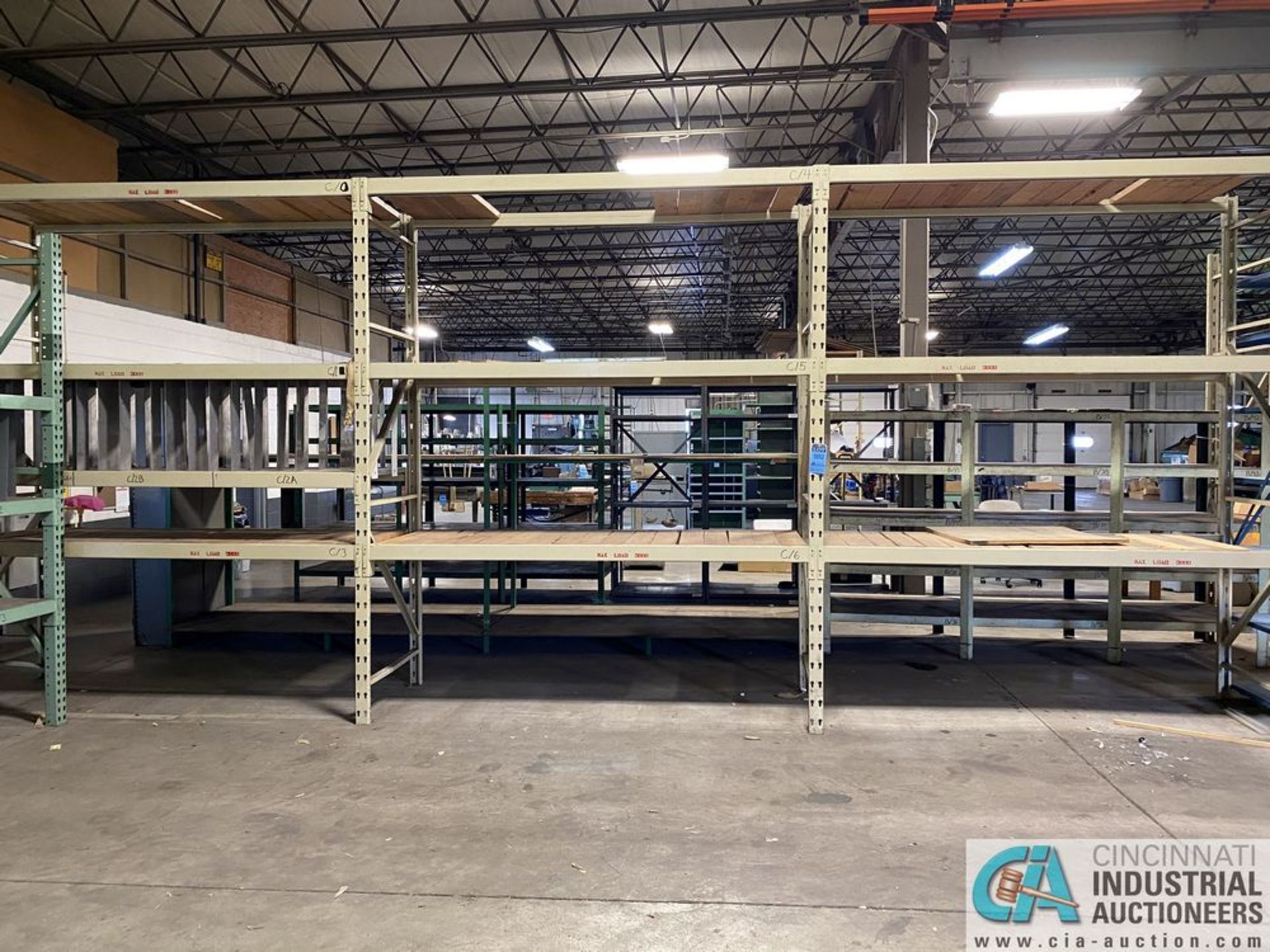 SECTIONS 36" X 96" X 10' PALLET RACK WITH WOOD DECKING, (4) UPRIGHTS, AND (20) BEAMS