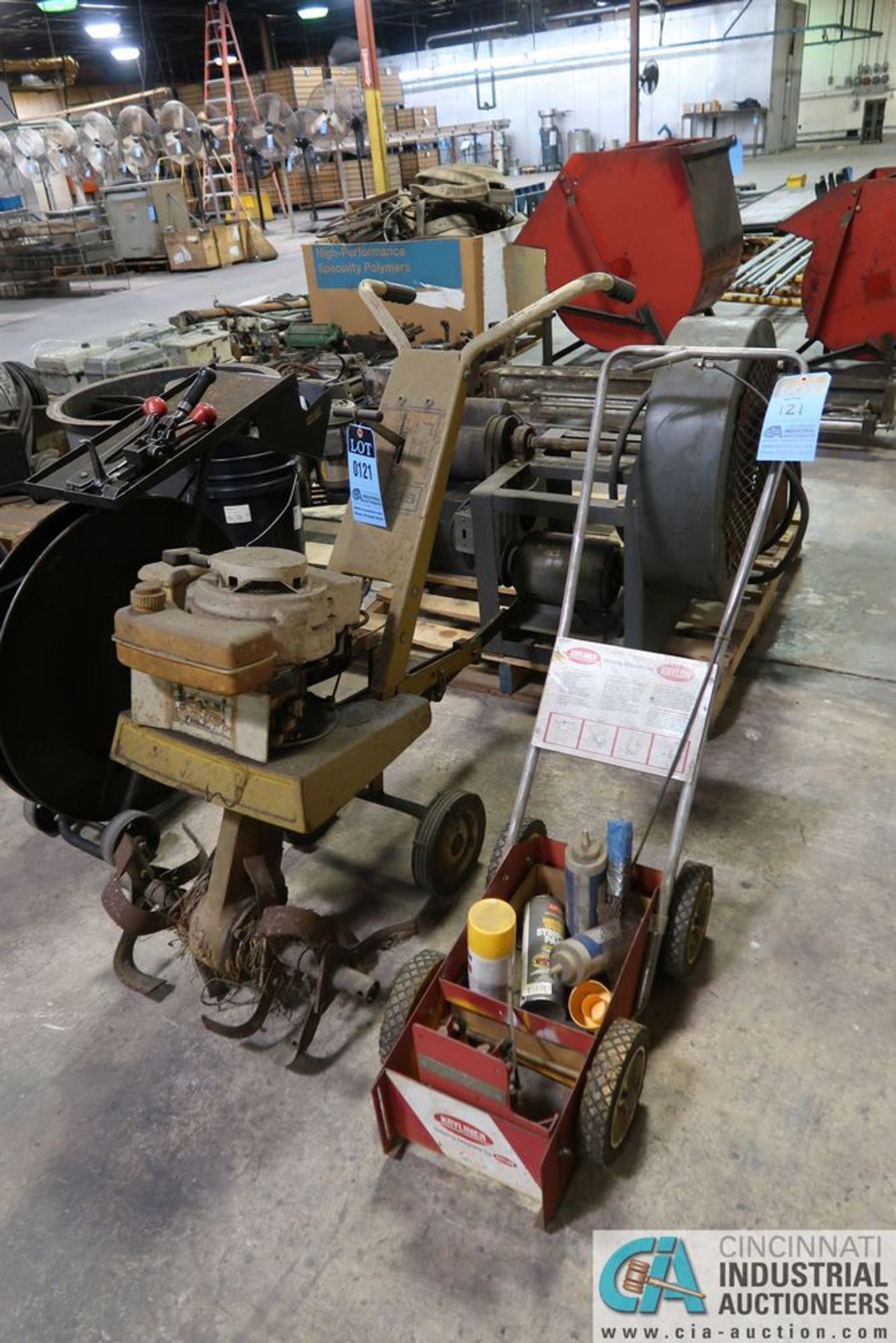 SEARS 3.5 HP GAS POWERED ROTO-TILLER WITH KRYLON SPRAY CAN STRIPPING MACHINE