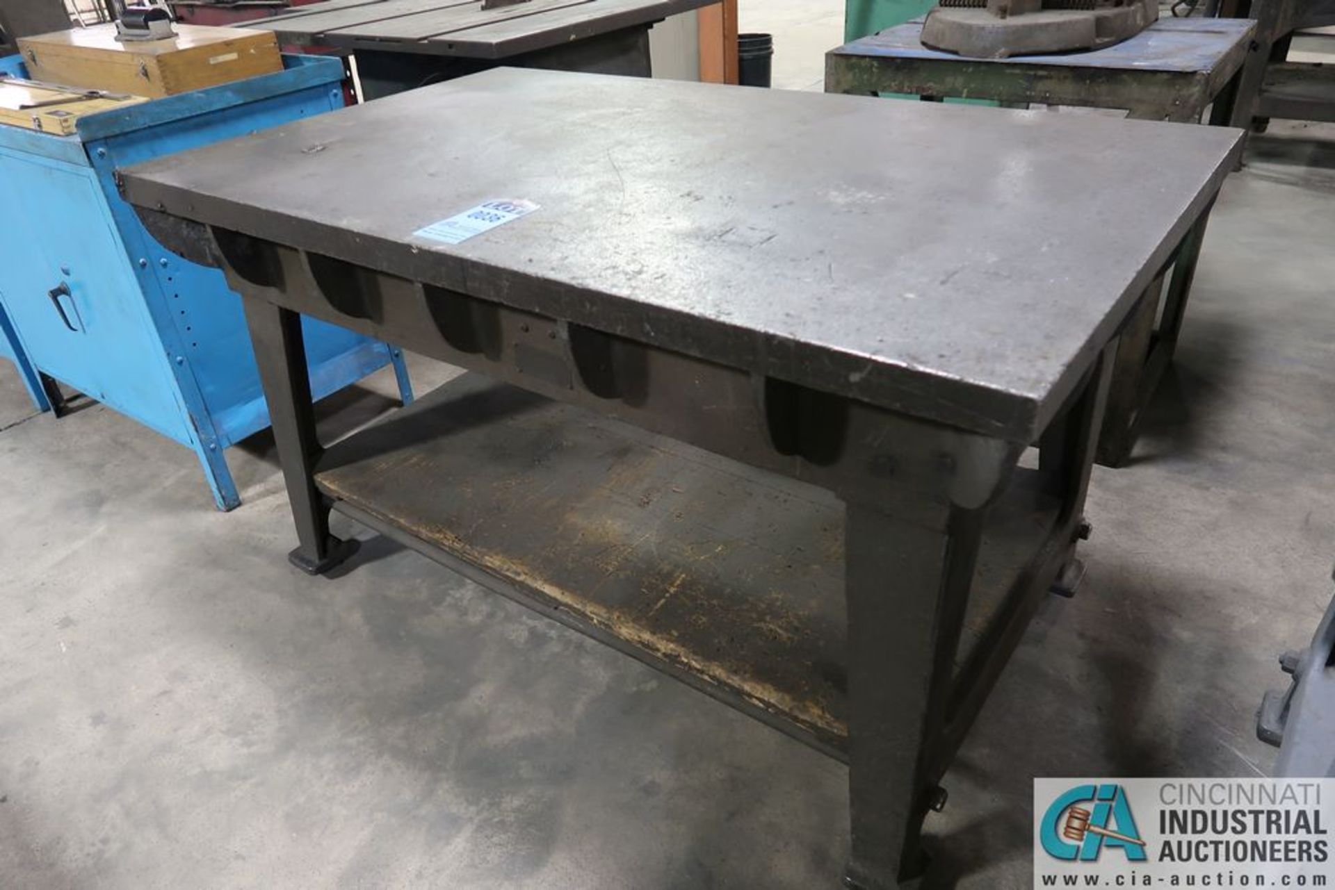 36" X 60" X 34" HIGH STAND MOUNTED CAST IRON SURFACE PLATE