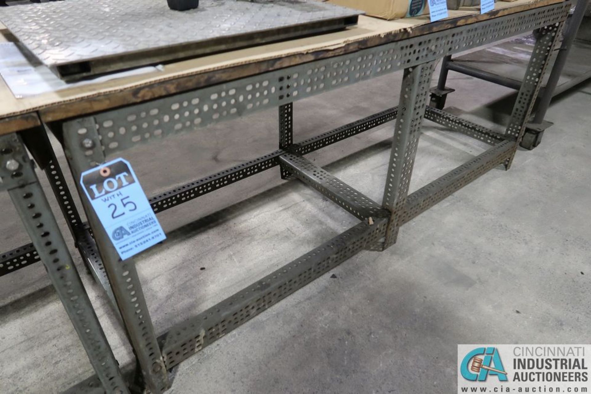 24" X 74" X 31" HIGH BOLT TOGETHER STEEL FRAME WOOD TOP BENCHES **DELAYED REMOVAL - PICKUP 6-10- - Image 2 of 2