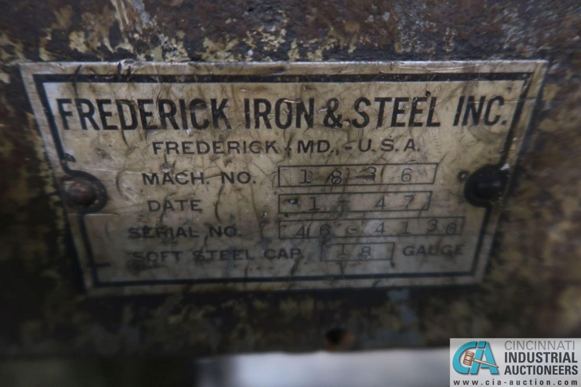 36" FREDRICK NO. 1836 18 GAUGE CAPACITY FOOT SHEAR; S/N 46-4130 (NEW 1-1947) - Image 4 of 4