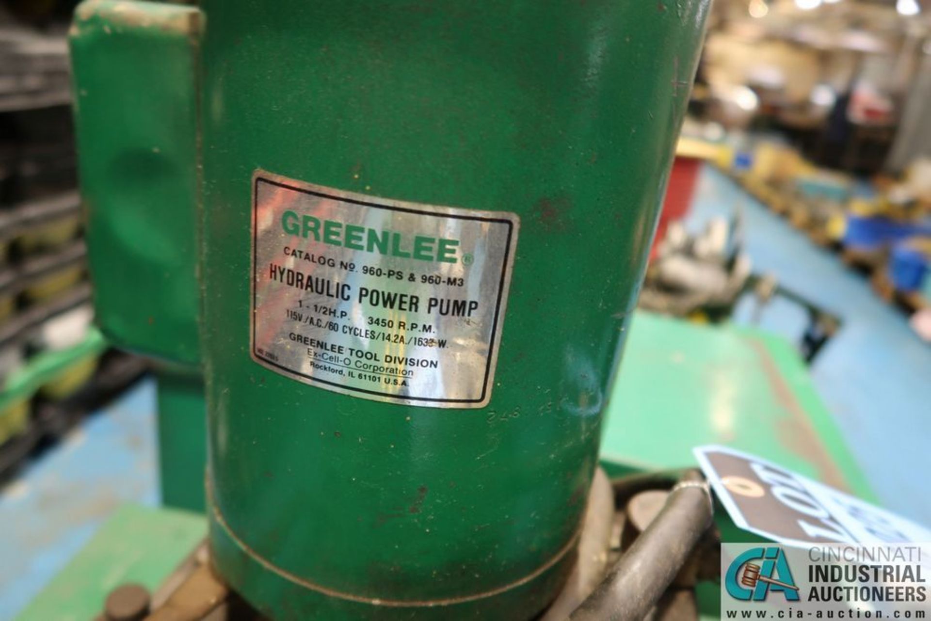 GREENLEE 1-1/2 HP NO. 960-PS HYDRUALIC POWER PUMP - Image 2 of 3