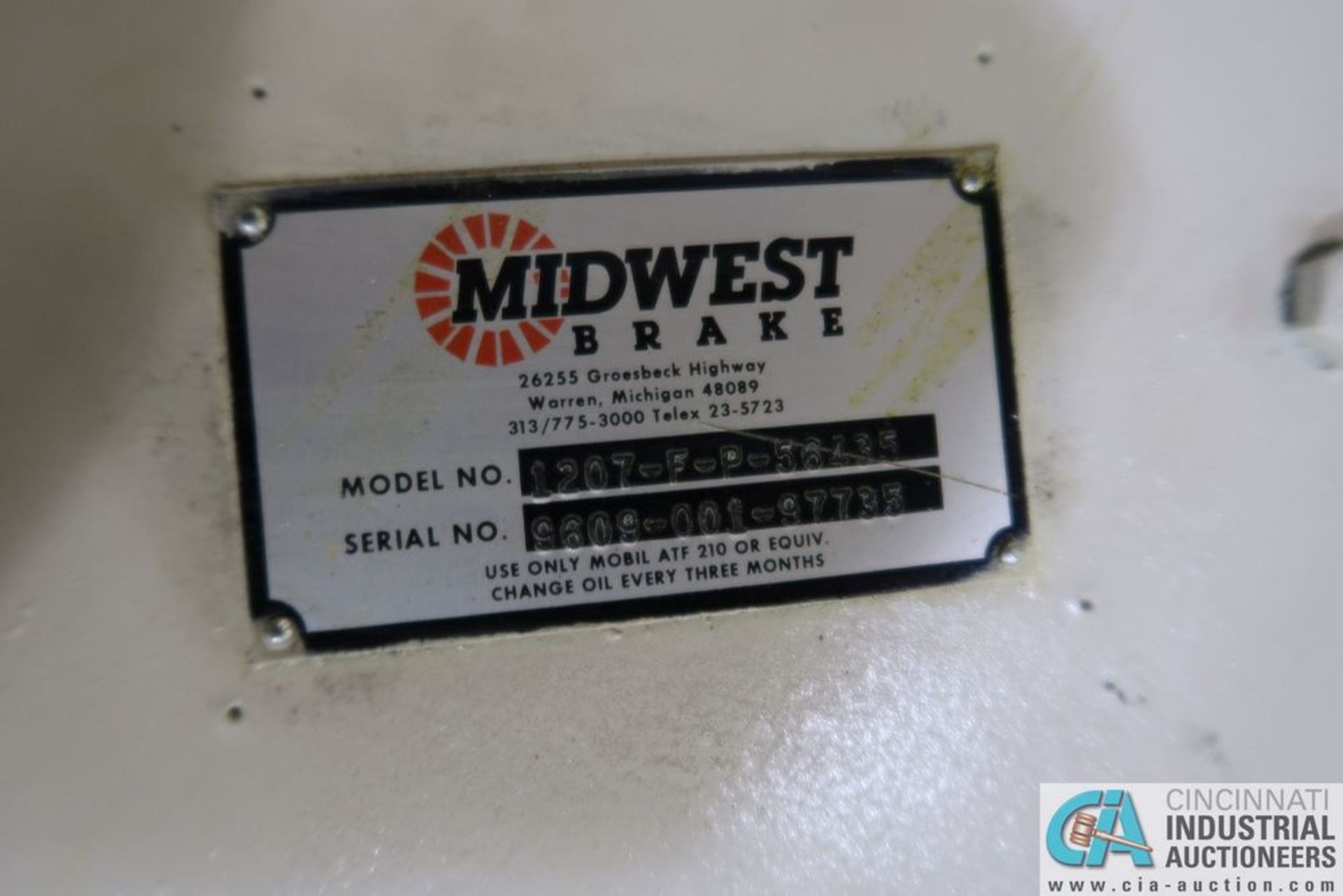 MIDWEST BRAKE MODEL 1207-F-P-56435 CRANE BRAKE - Image 2 of 2