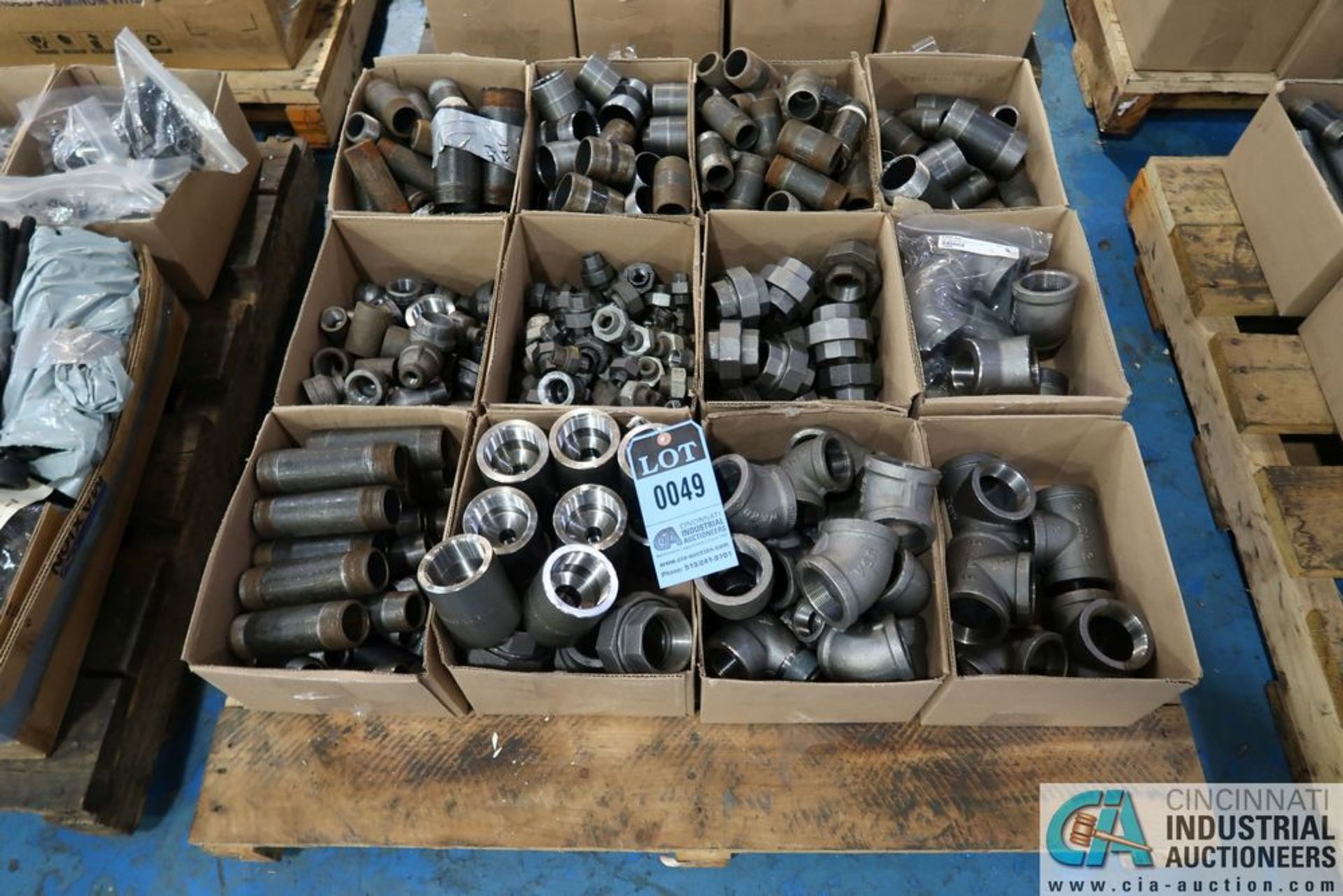 (LOT) ASSORTED PIPE FITTINGS ON SKID