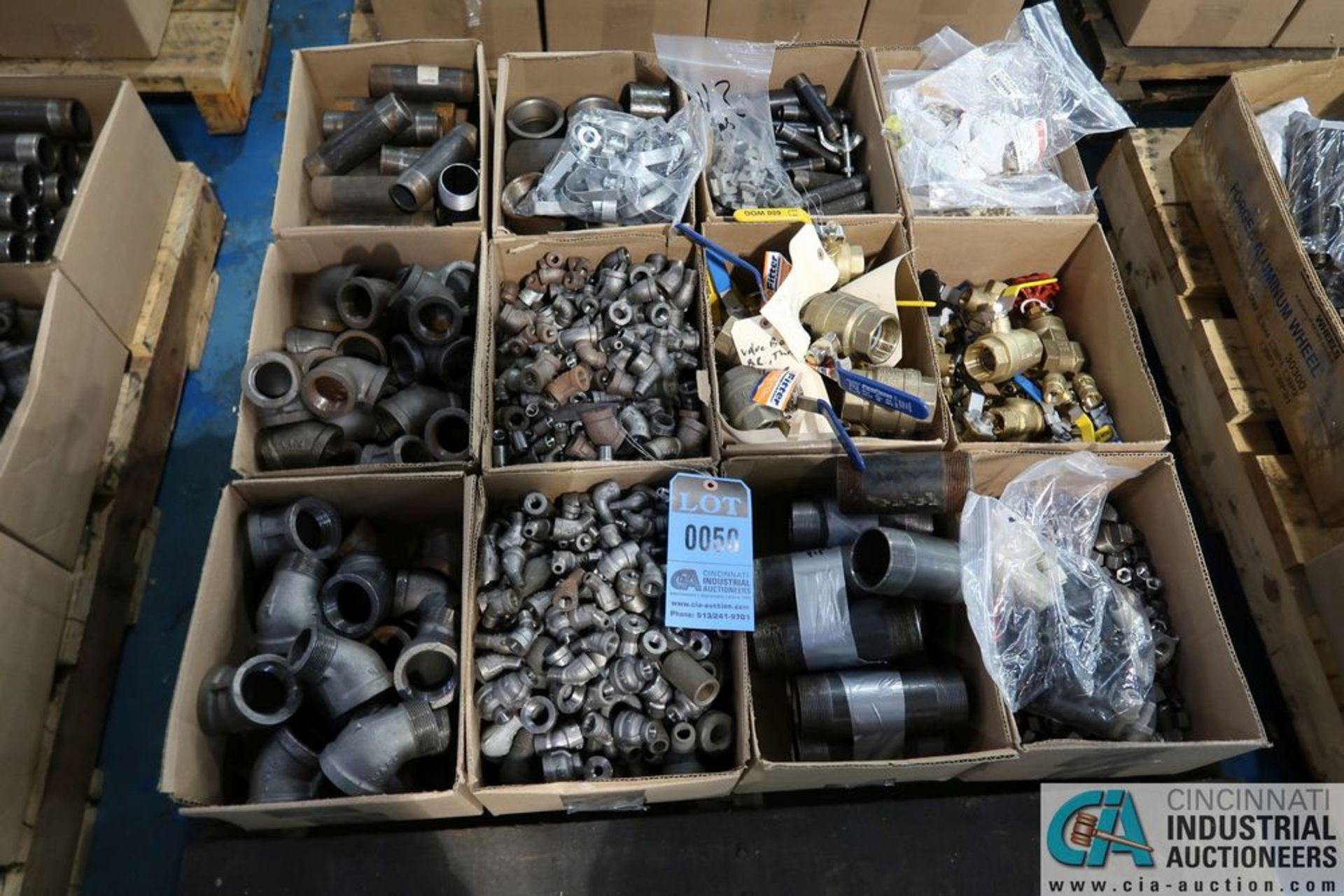 (LOT) ASSORTED PIPE FITTINGS ON SKID