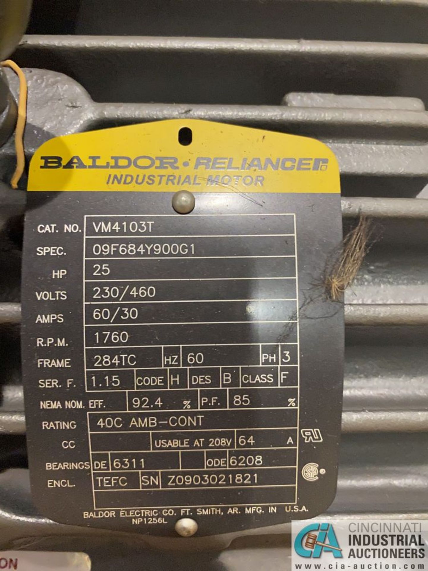 25 HP BALDOR MOTOR, 1,760 RPM (NEW) - Image 2 of 2