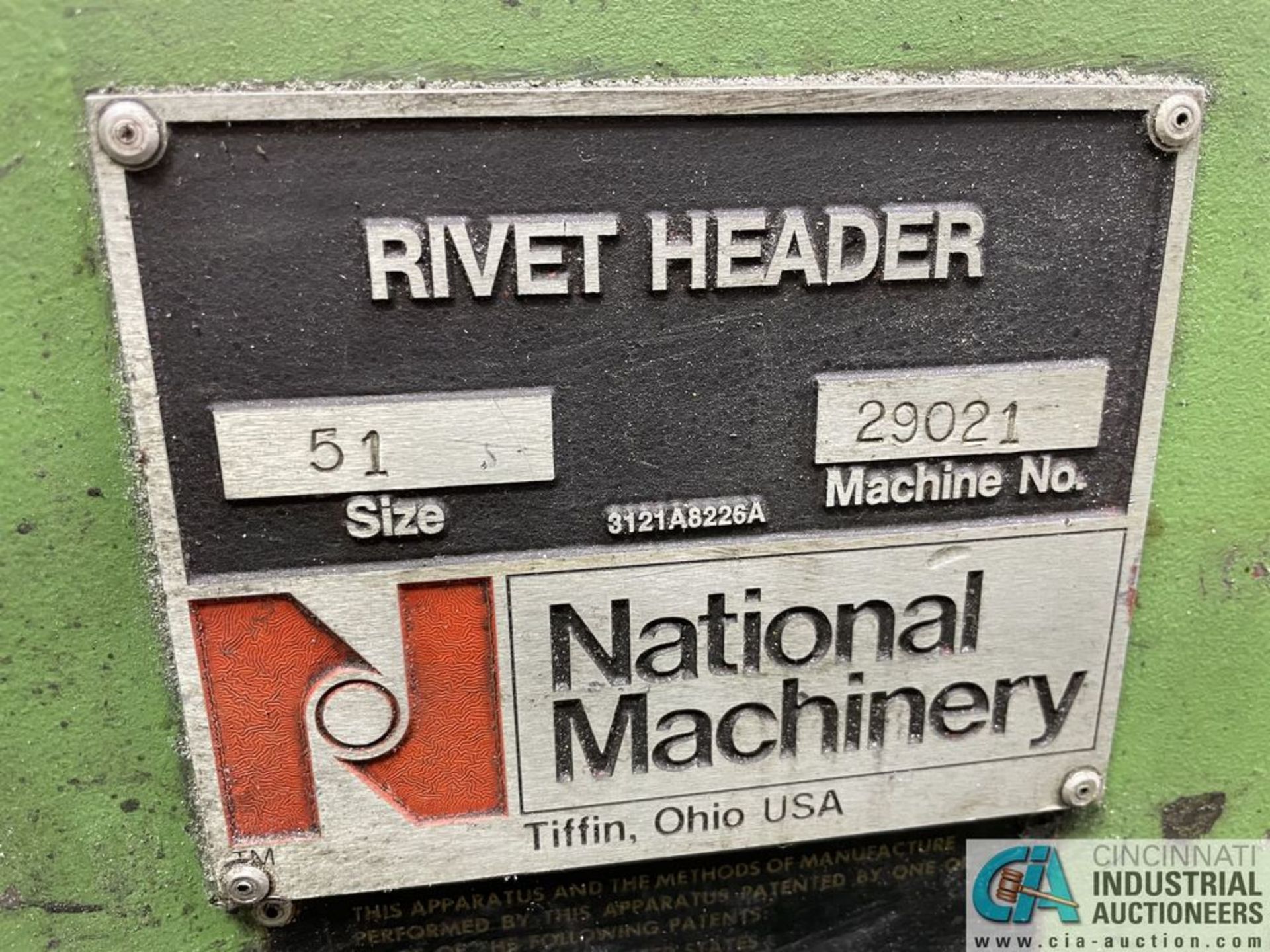 3/16" NATIONAL MODEL 51 DSSD RIVET HEADER; S/N 29021 (BUILT 1984), 3/16" MAX CUT-OFF DIAMETER, 1-3/ - Image 10 of 10