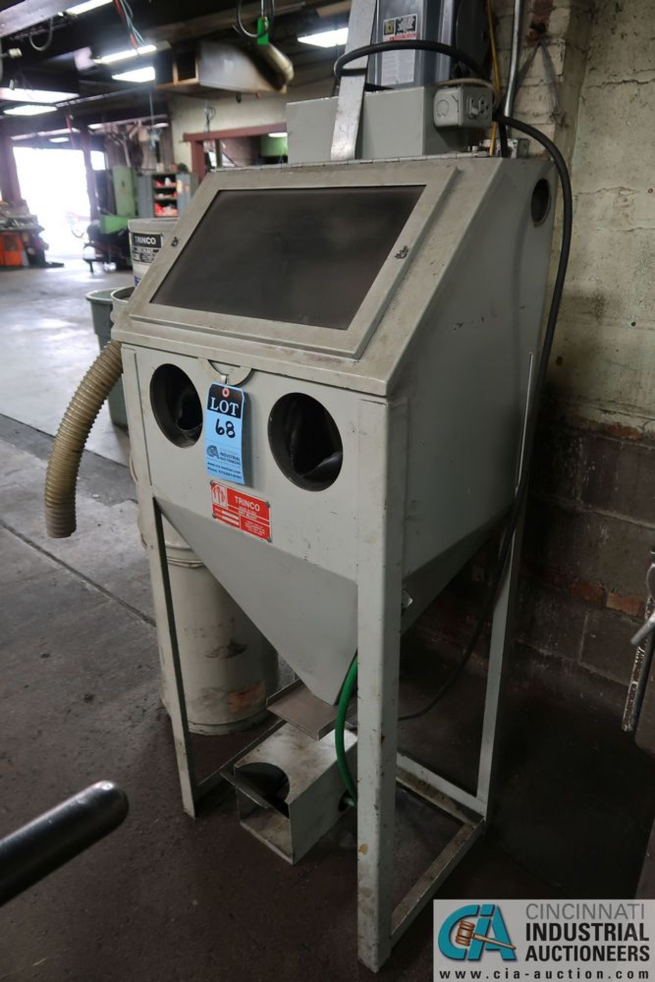 TRINCO MODEL 24/BP2 ABRASIVE DRY BLAST CABINET; S/N 37633-2, W/ TRINCO MODEL BP2 DUST COLLECTOR