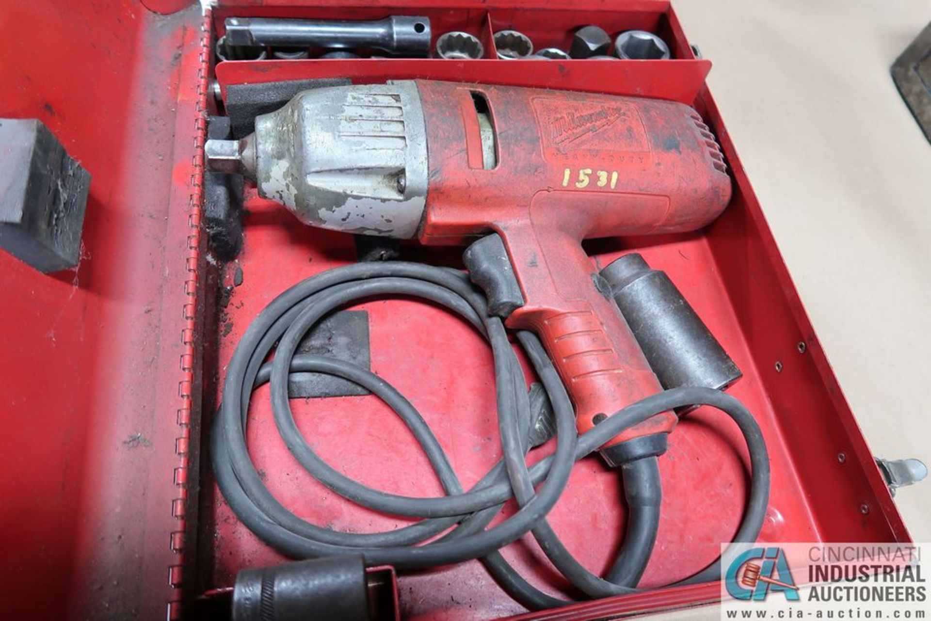 1/2" DRIVE MILWAUKEE ELECTRIC IMPACT GUN W/ MISC. SOCKETS