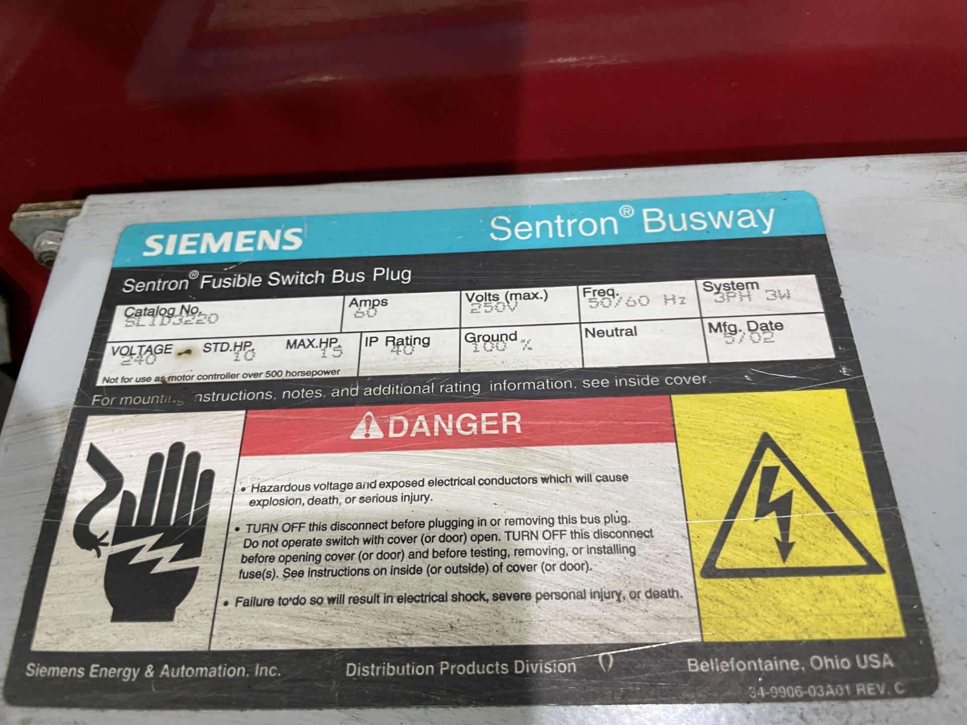 SIEMENS BUSWAY DISCONNECT SWITCHES; MODELS SLID3210 & SLID3220 - Image 4 of 6