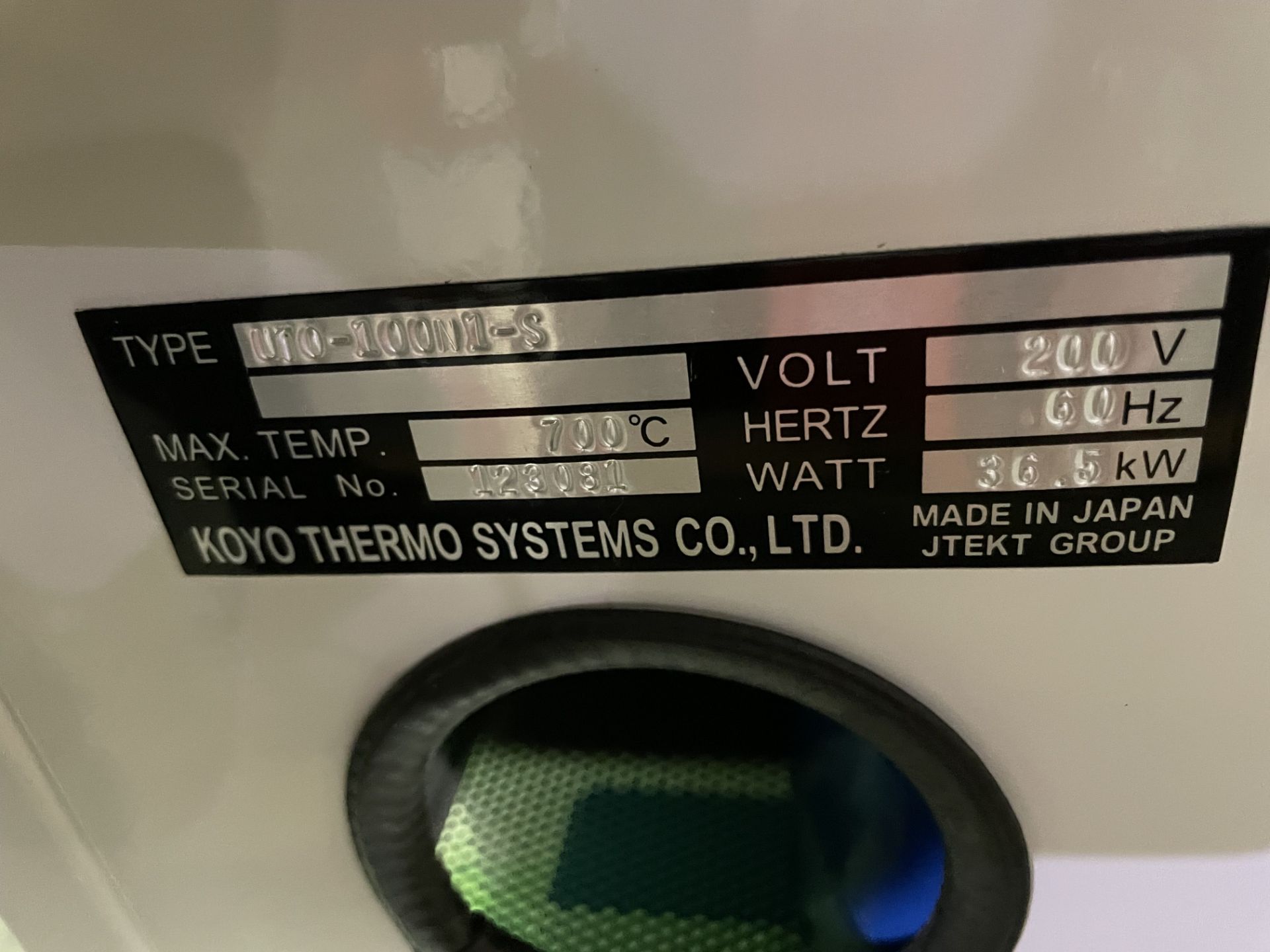 KOYO THERMO SYSTEMS MODEL UTO-100NI-S ULTRA TEMP OVEN; S/N 123081, MAX TEM 700 DEGREE CELSIUS, - Image 4 of 8