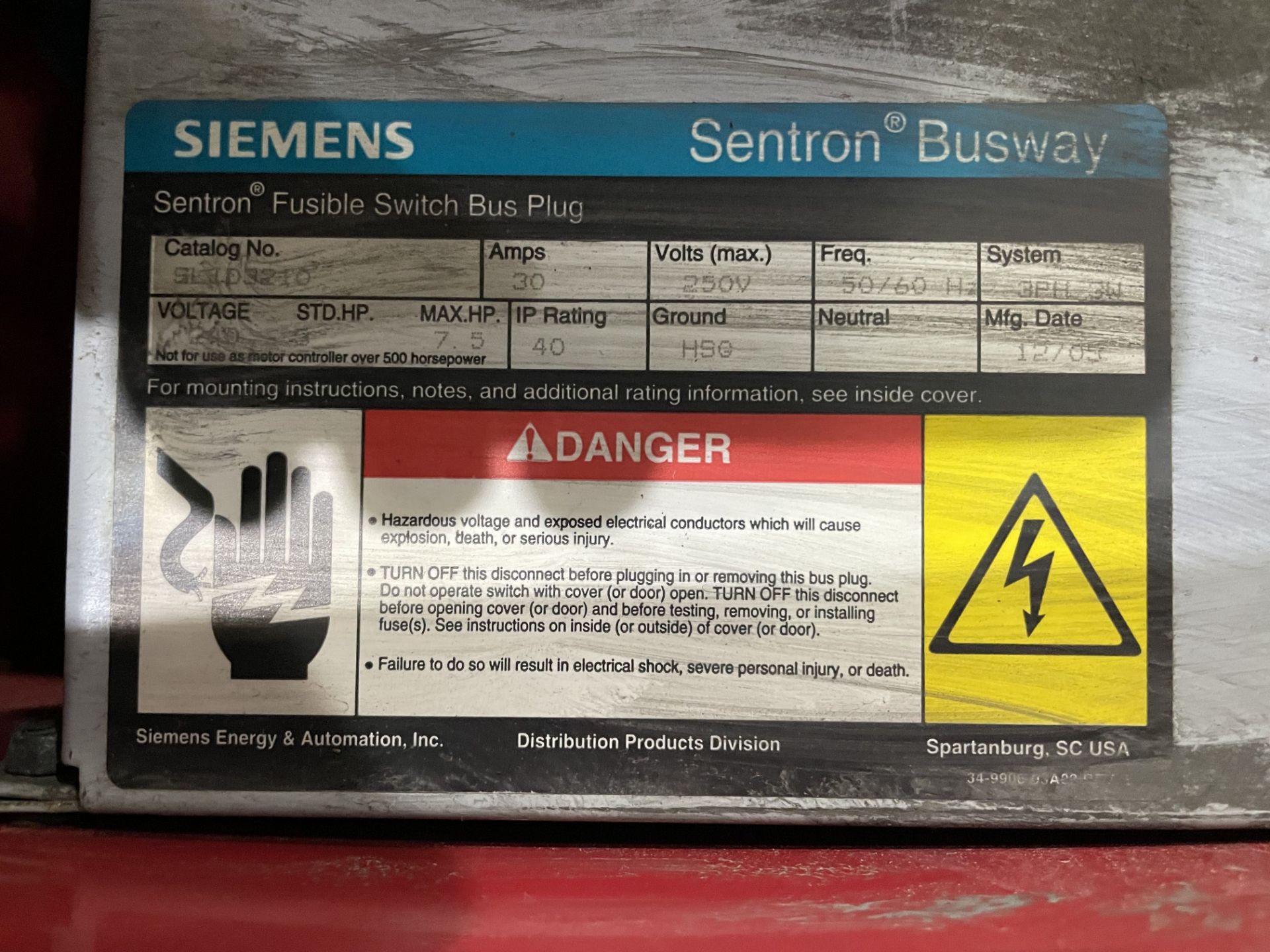 SIEMENS BUSWAY DISCONNECT SWITCHES; MODELS SLID3210 & SLID3220 - Image 4 of 7