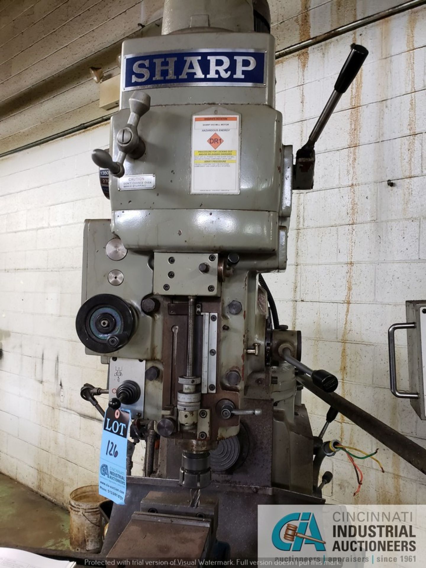 SHARPE MODEL VH3 VERTICAL MILLING MACHINE; S/N 2B399, 12" X 52" TABLE, SPINDLE SPEED 35-1,700 RPM, - Image 3 of 10