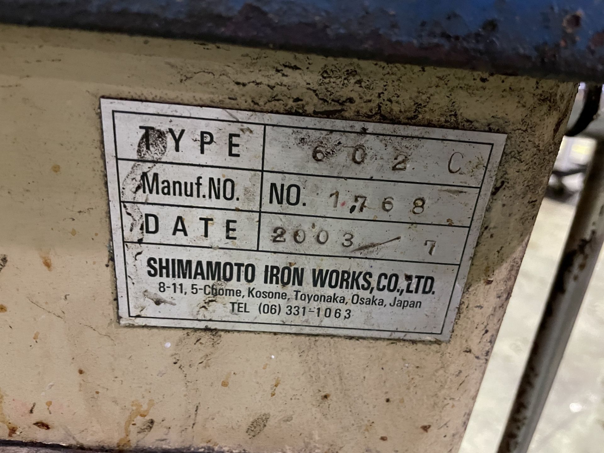 12" SM CUT MODEL 602C CUT OFF SAW; S/N 1768 (2003) - Image 3 of 4