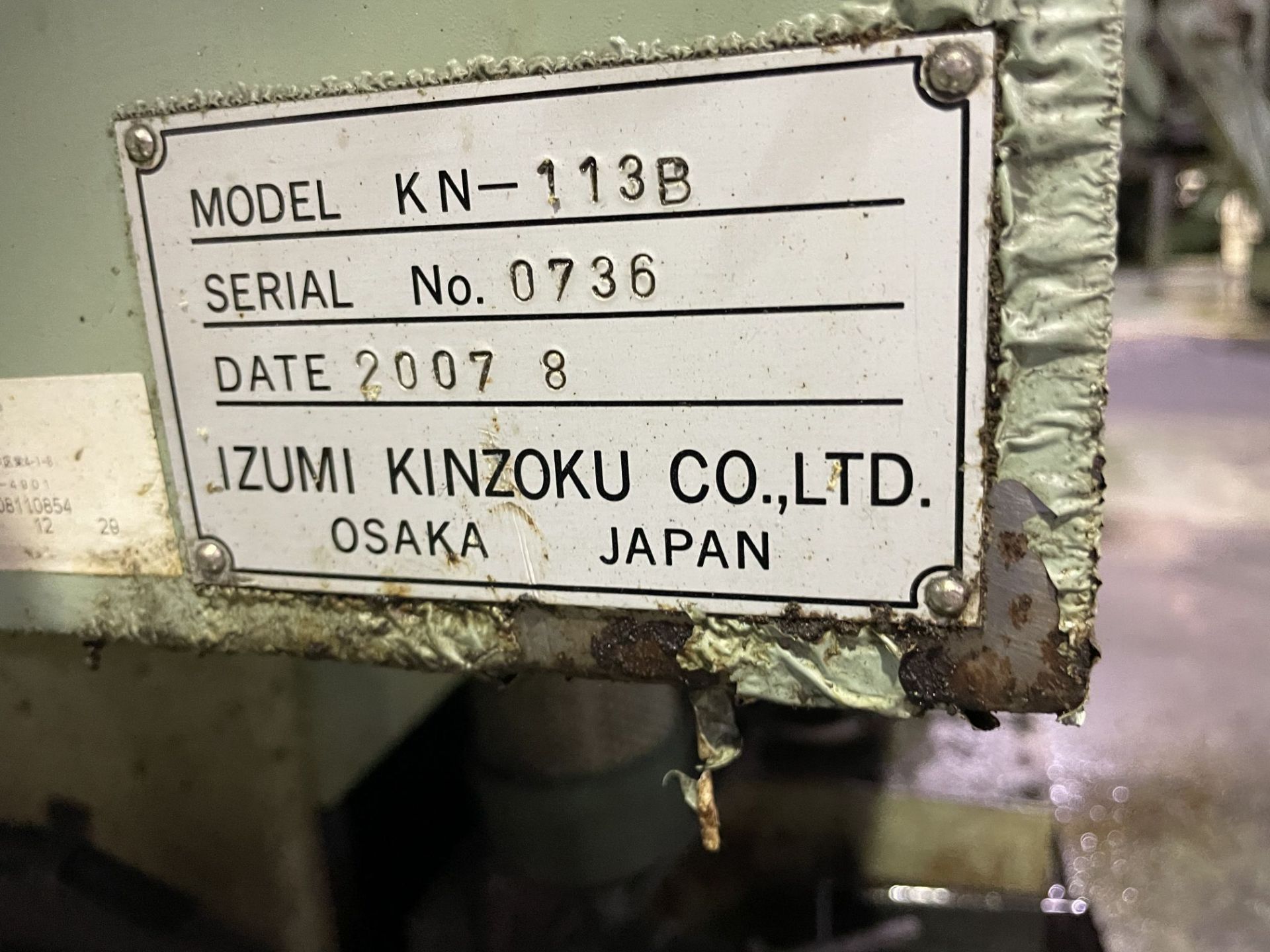 IZUMI MODEL KN113B CENTERLESS GRINDER; S/N 0736, FANUC POWERMATE CONTROL (NEW 2007) - Image 5 of 20