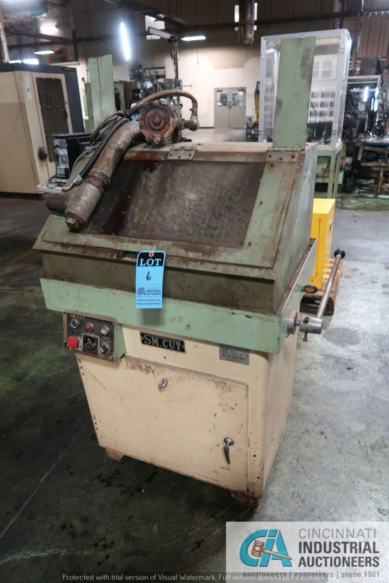 12" SM CUT MODEL 702C CUT OFF SAW; S/N 429, ENCLOSED CABINET, 6" VISE