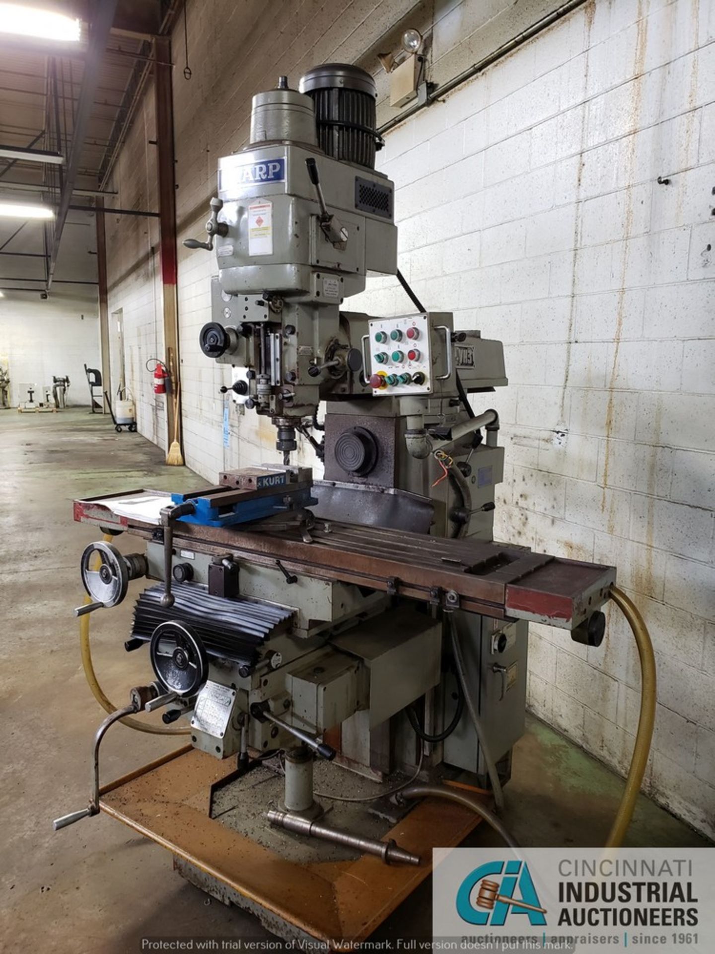SHARPE MODEL VH3 VERTICAL MILLING MACHINE; S/N 2B399, 12" X 52" TABLE, SPINDLE SPEED 35-1,700 RPM, - Image 2 of 10