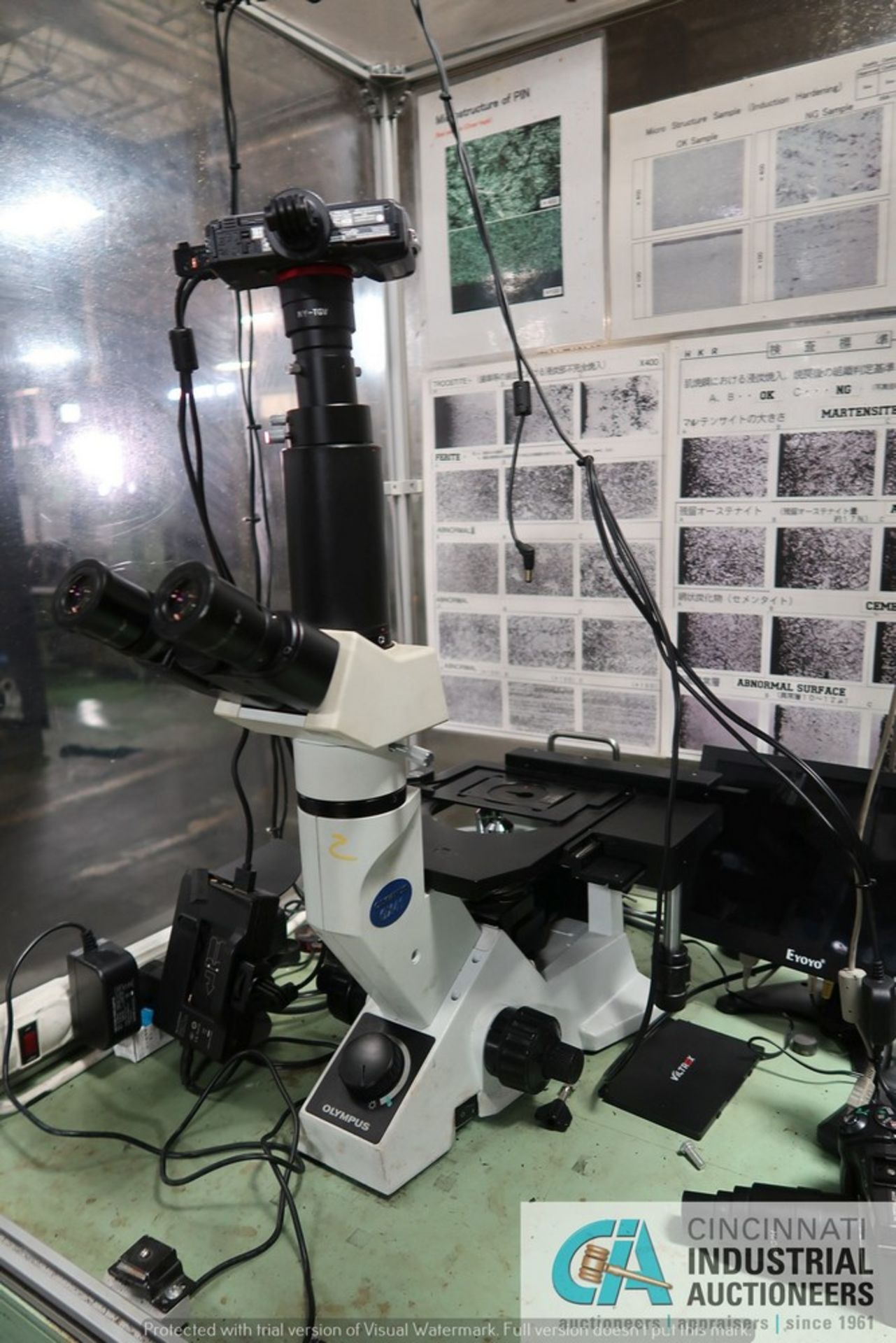 OLYMPUS MODEL GX41 INVERTED METALLURGICAL MICROSCOPE WITH (2) OLYMPUS CAMERAS AND VIEWING MONITOR - Image 6 of 9