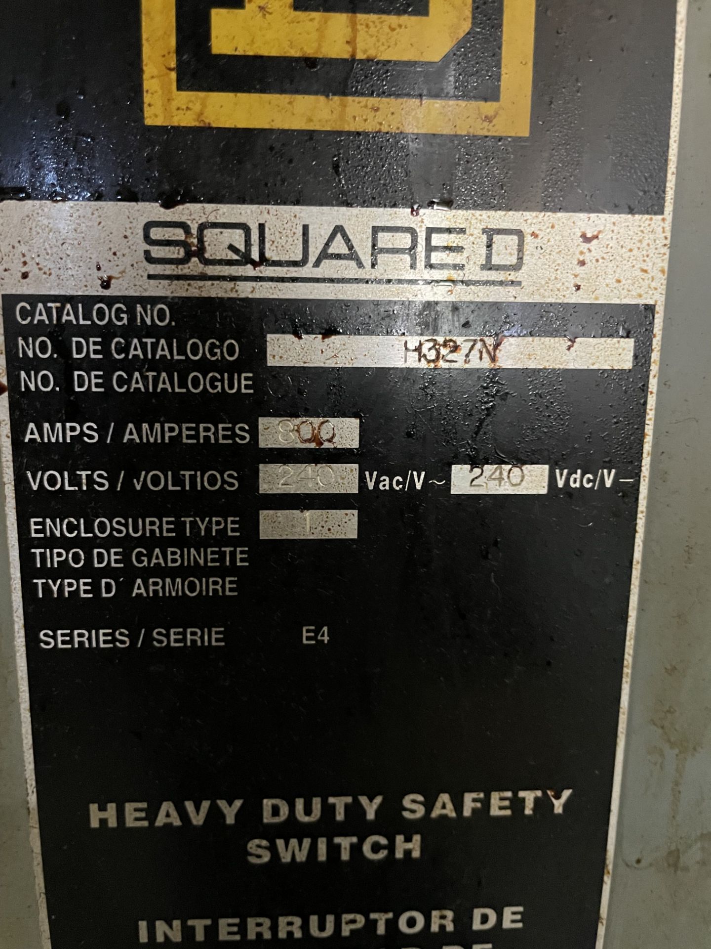 800 AMP SQUARE D CAT NO. 14327N SAFETY SWITCH - Image 2 of 2