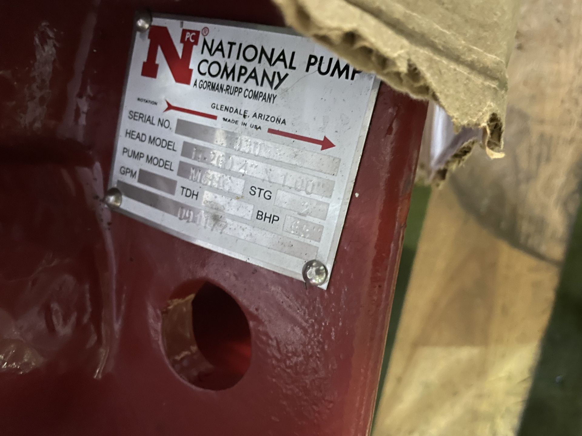 NATIONAL PUMP CO. PUMP W/ ELECTRIC MOTOR (NEW - NEVER INSTALLED) (2-SKIDS) - Image 3 of 6