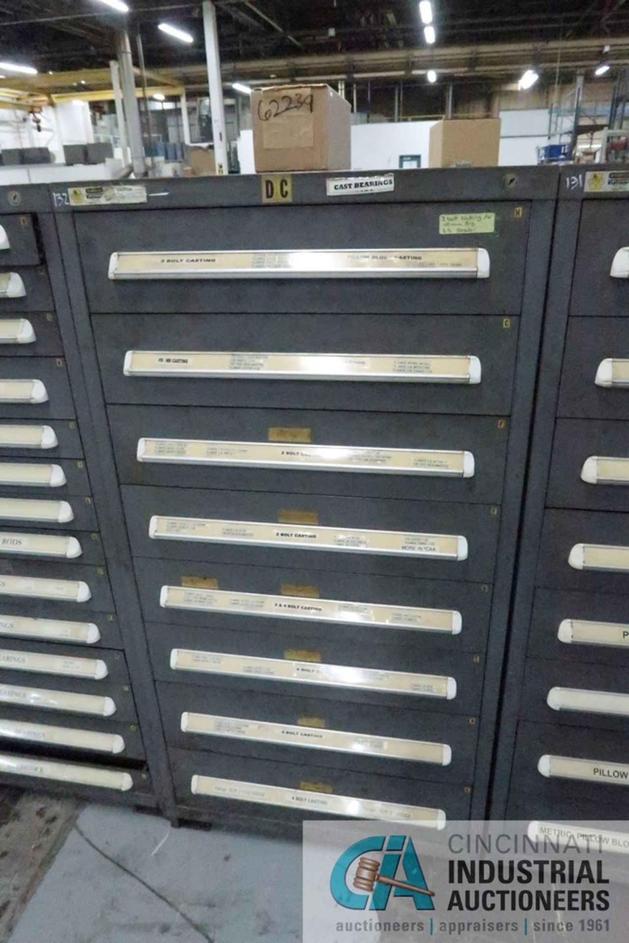 8-DRAWER VIDMAR CABINET WITH CONTENTS INCLUDING MISCELLANEOUS BEARINGS (CABINET DC)
