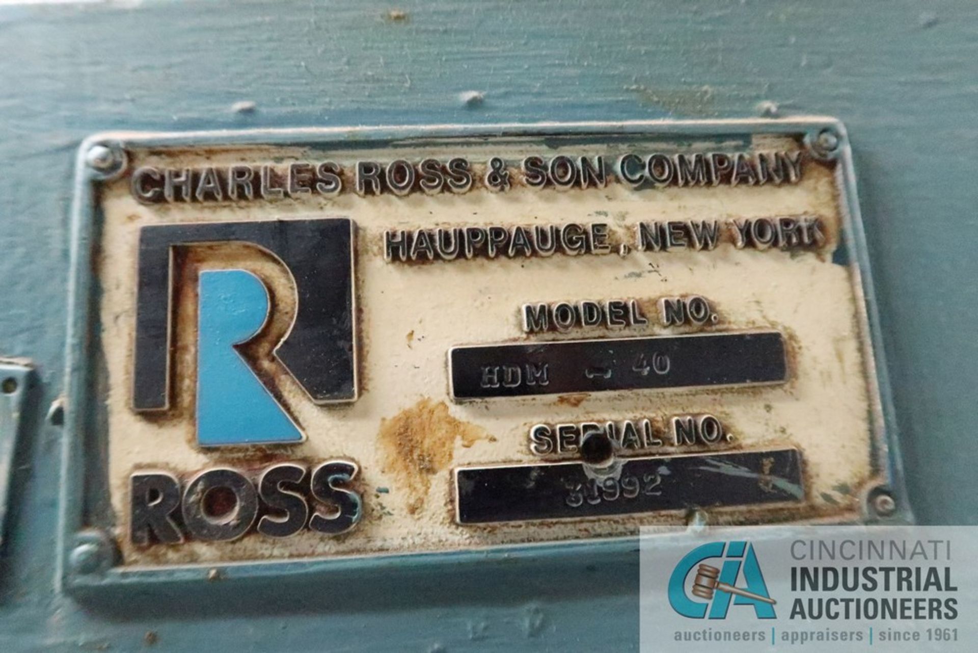 CHARLES ROSS CO. MODEL HDM40 GLUE MIXER; S/N 31992 - Image 4 of 4