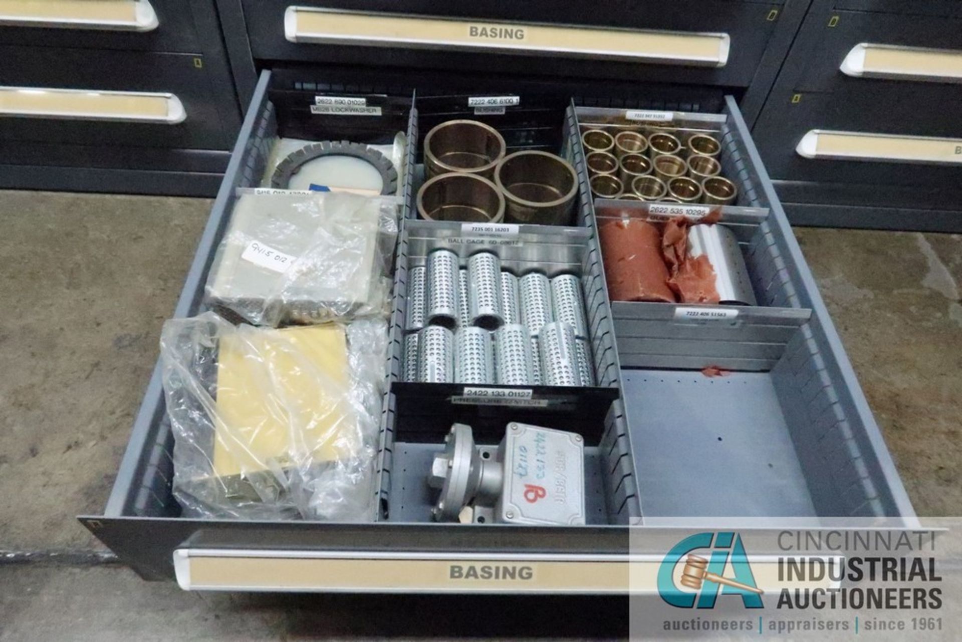 11-DRAWER VIDMAR CABINET WITH CONTENTS INCLUDING MISCELLANEOUS BASING ELECTRICAL, O-RINGS, - Image 11 of 11