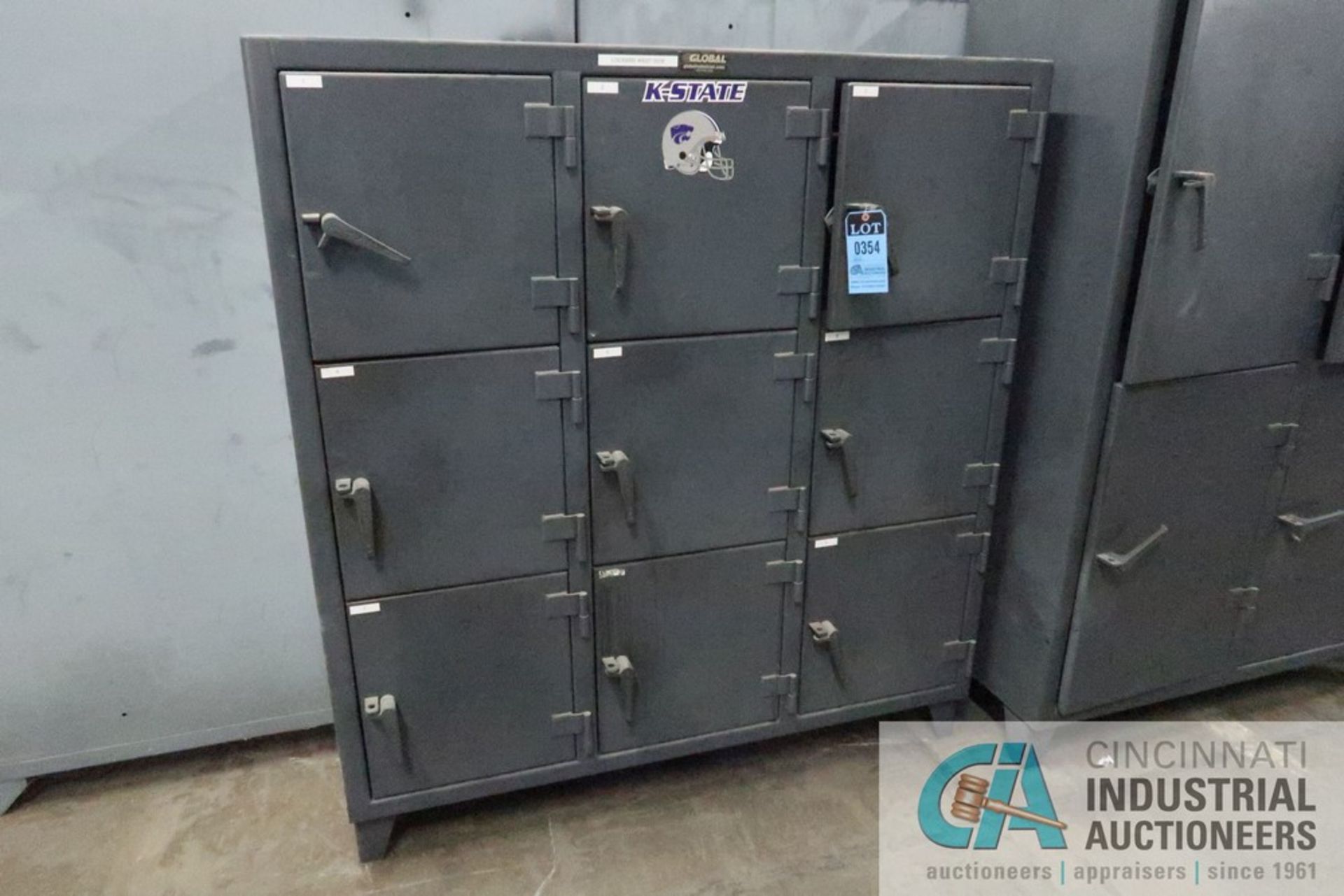 62"W X 18"D X 68"H STRONG HOLD 9-DOOR HEAVY DUTY STEEL CABINET