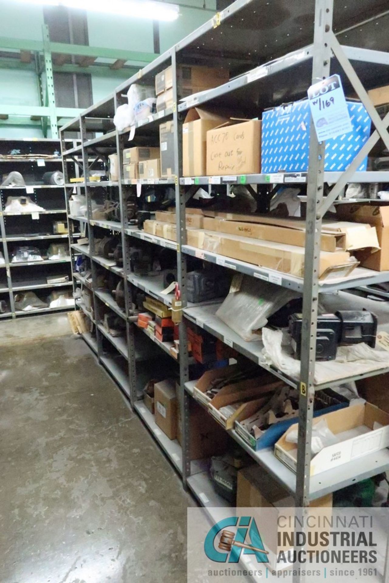 (LOT) (8) SECTIONS STEEL SHELVING W/ MISC. MODULES, CONTROLLERS, VELDING SYSTEMS, PUMPS, LIGHT - Image 2 of 16