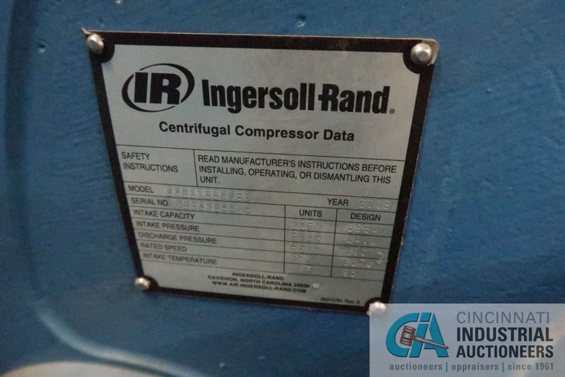 1,100-HP INGERSOLL RAND CENTAC ZAC11 55A/E3 CENTRIFUGAL AIR COMPRESSOR; S/N M9810224A, W/ 14,460 - Image 7 of 13