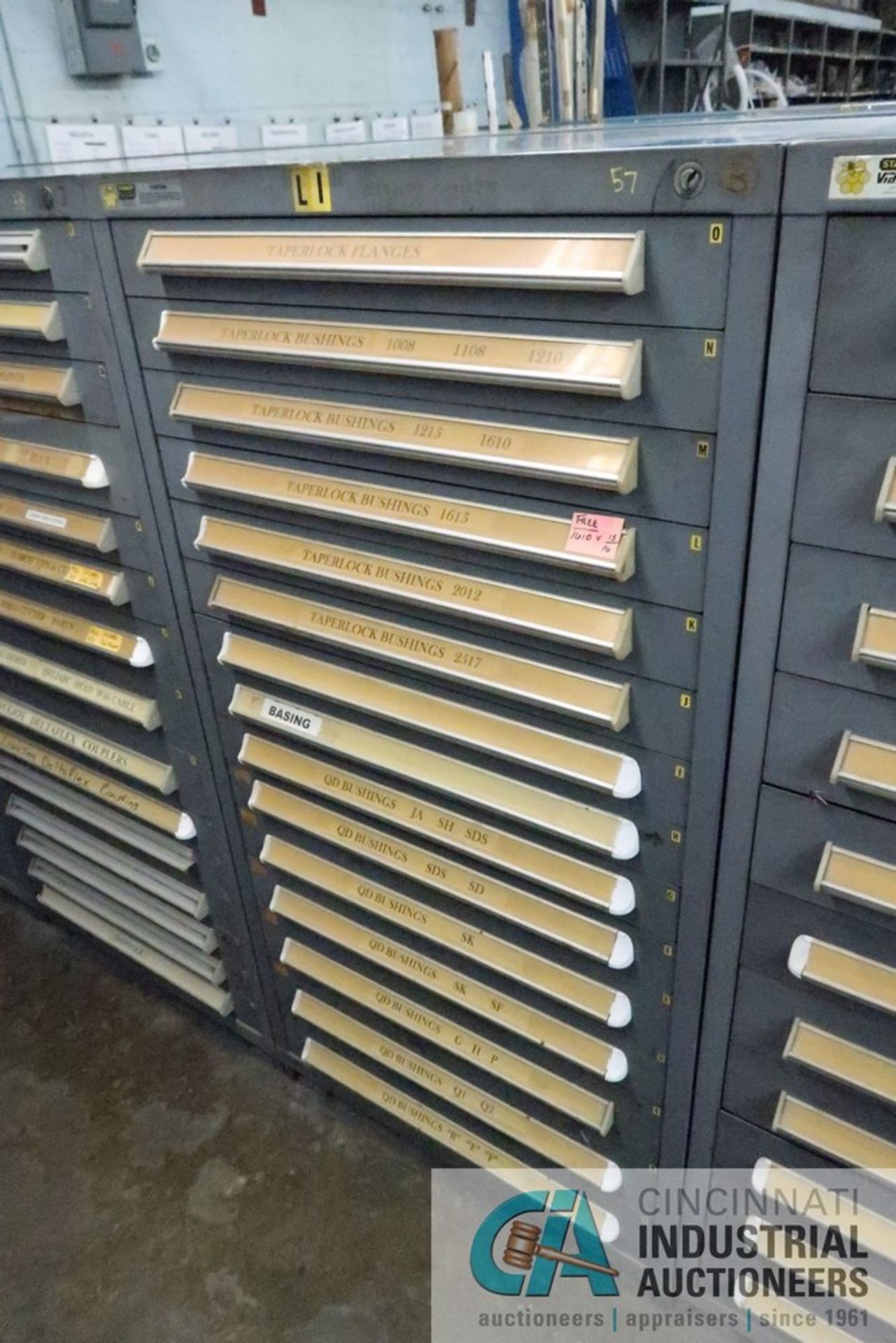 15-DRAWER LISTA CABINET WITH CONTENTS INCLUDING MISCELLANEOUS BUSHING AND FLANGES (CABINET LI)