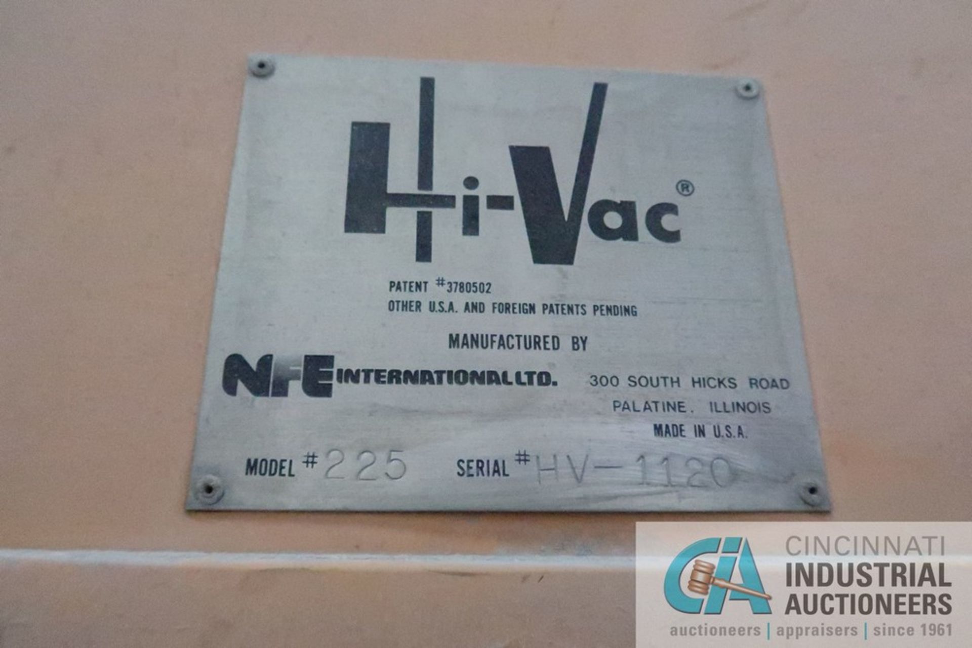 NFE MODEL 225 TRAILER TYPE ELECTRIC HI-VAC; S/N HV1120 - Image 3 of 7