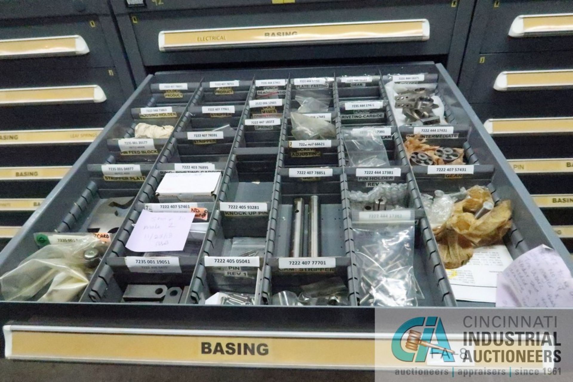 11-DRAWER VIDMAR CABINET WITH CONTENTS INCLUDING MISCELLANEOUS BASING ELECTRICAL, O-RINGS, - Image 3 of 11