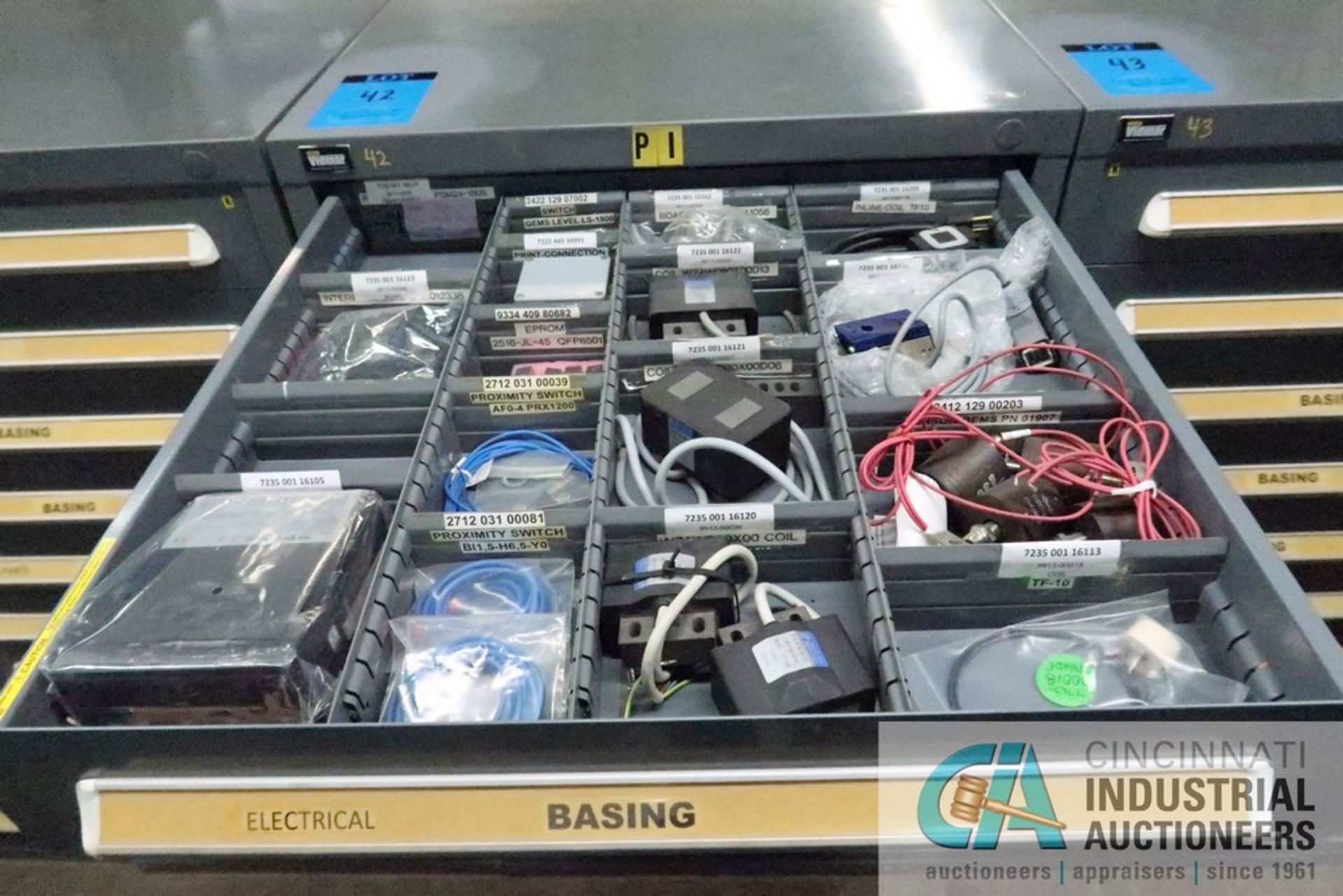 11-DRAWER VIDMAR CABINET WITH CONTENTS INCLUDING MISCELLANEOUS BASING ELECTRICAL, O-RINGS, - Image 2 of 11