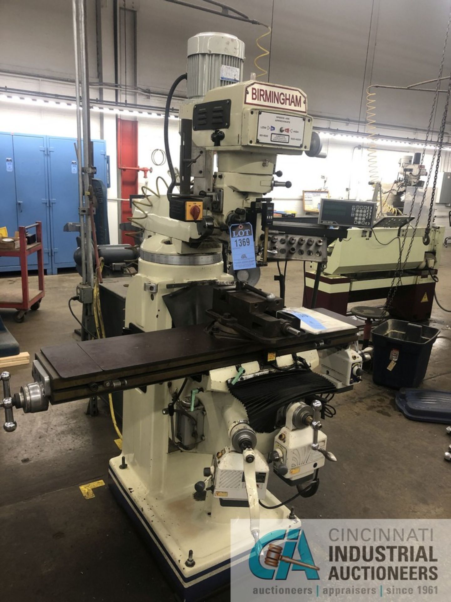 3 HP BIRMINGHAM VERTICAL MILLING MACHINE; S/N 060824, WITH ACCU-RITE DRO, POWER CROSSFEED, POWER