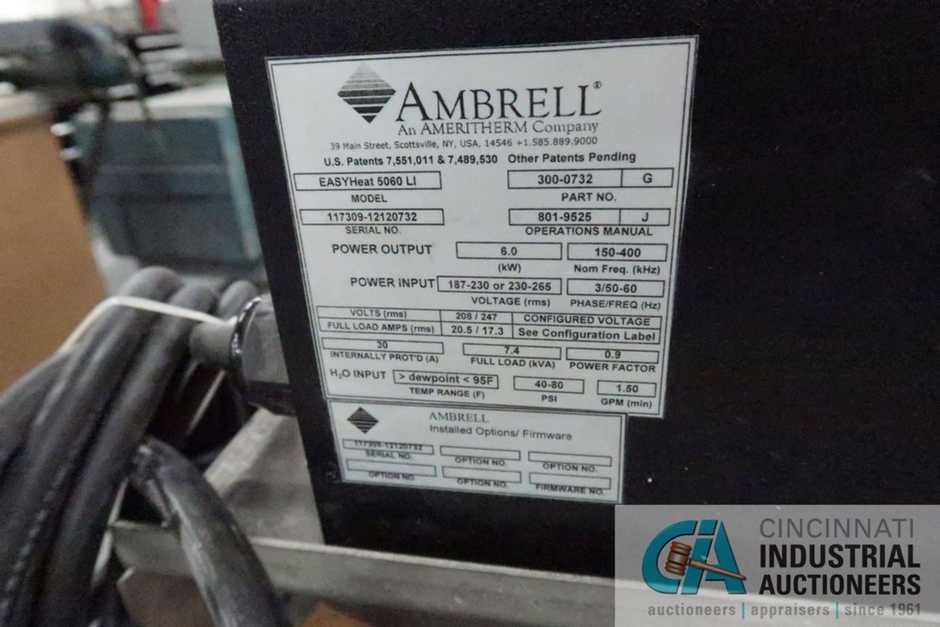 6.0 KW AMBRELL MODEL EASY HEAT 5060LI INDUCTION HEATING SYSTEM; S/N 117309-12120732, 3 PHASE, - Image 5 of 7