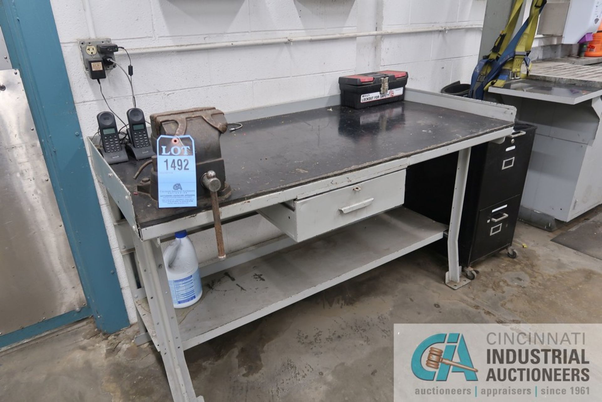 30" X 60" X 34" HIGH STEEL WORKBENCH WITH 6" BABCO BENCH VISE