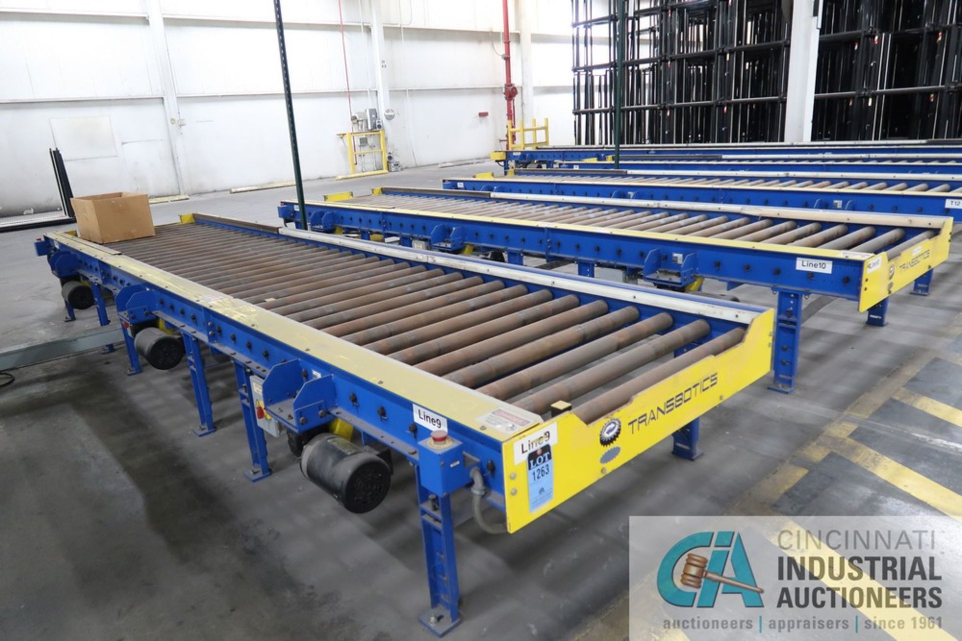 LINES 40" WIDE X 18' LONG (APPROX.) TRANSBOTICS MODEL CDLR-7244 CONVEYOR ACCUMULATOR STATIONS WITH