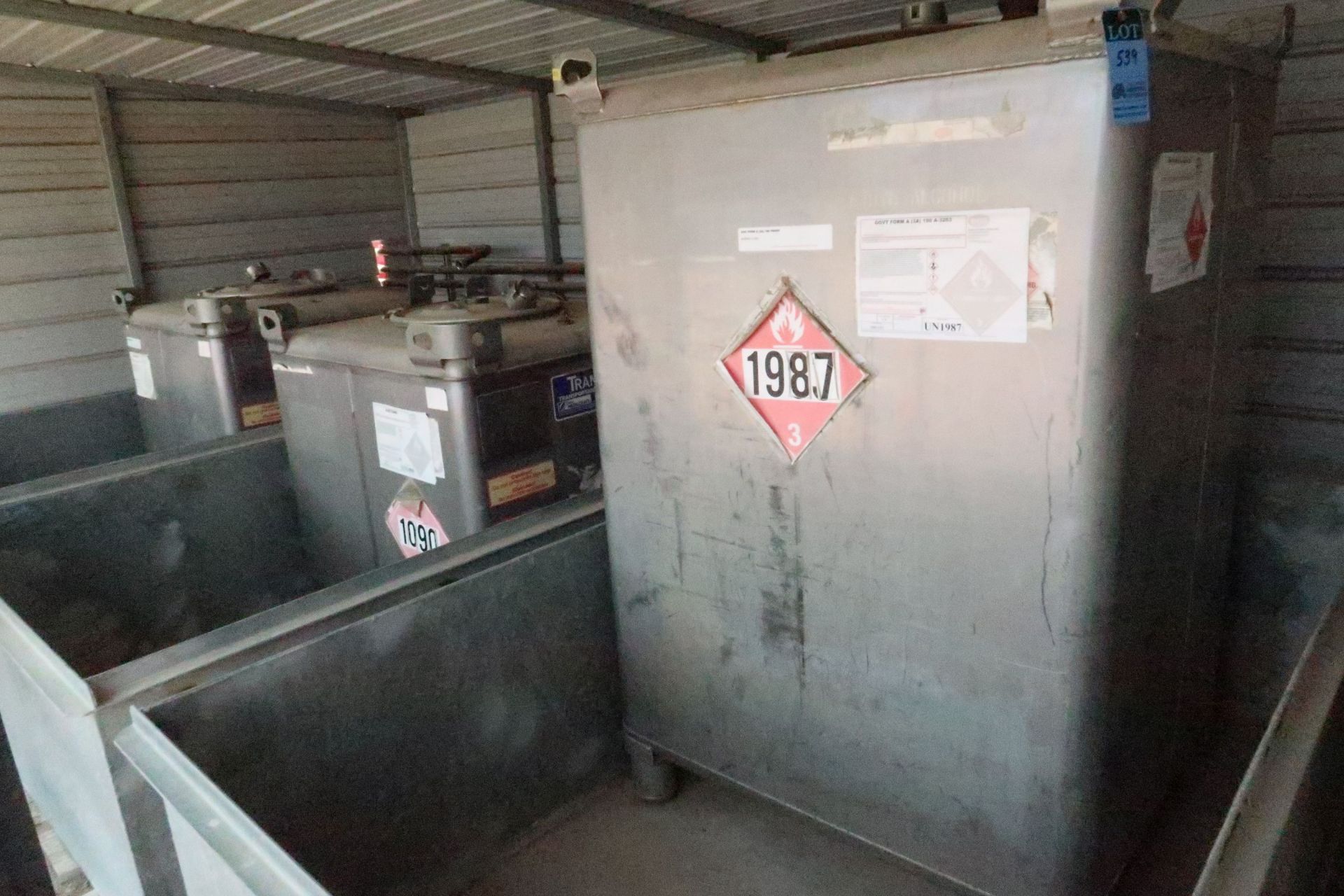 MISC. STAINLESS STEEL FLAMMABLE MATERIAL TANKS; (1) 549-GAL. UN1987 ALCOHOL TANK