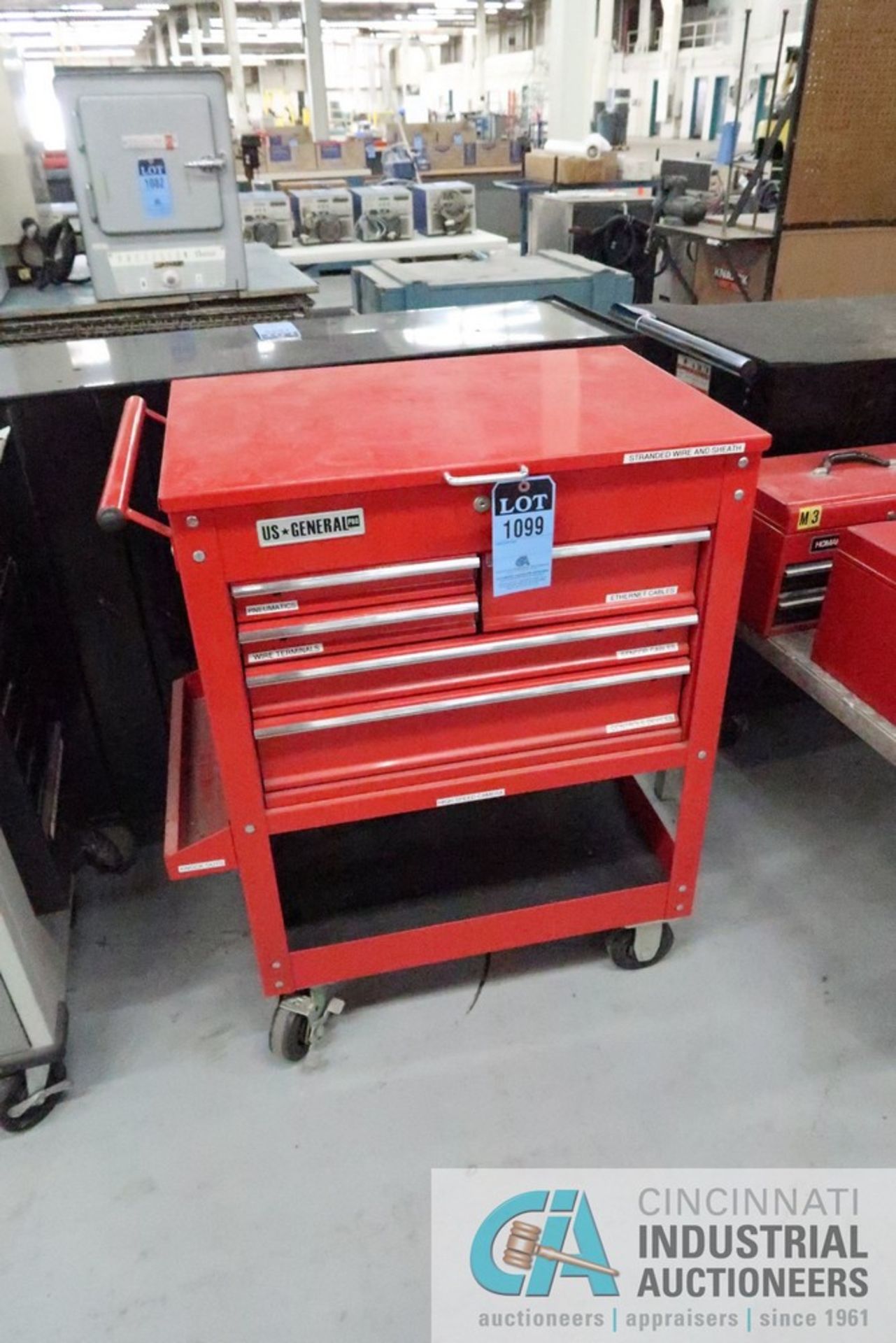 US GENERAL FIVE DRAWER ROLLING TOOL CART