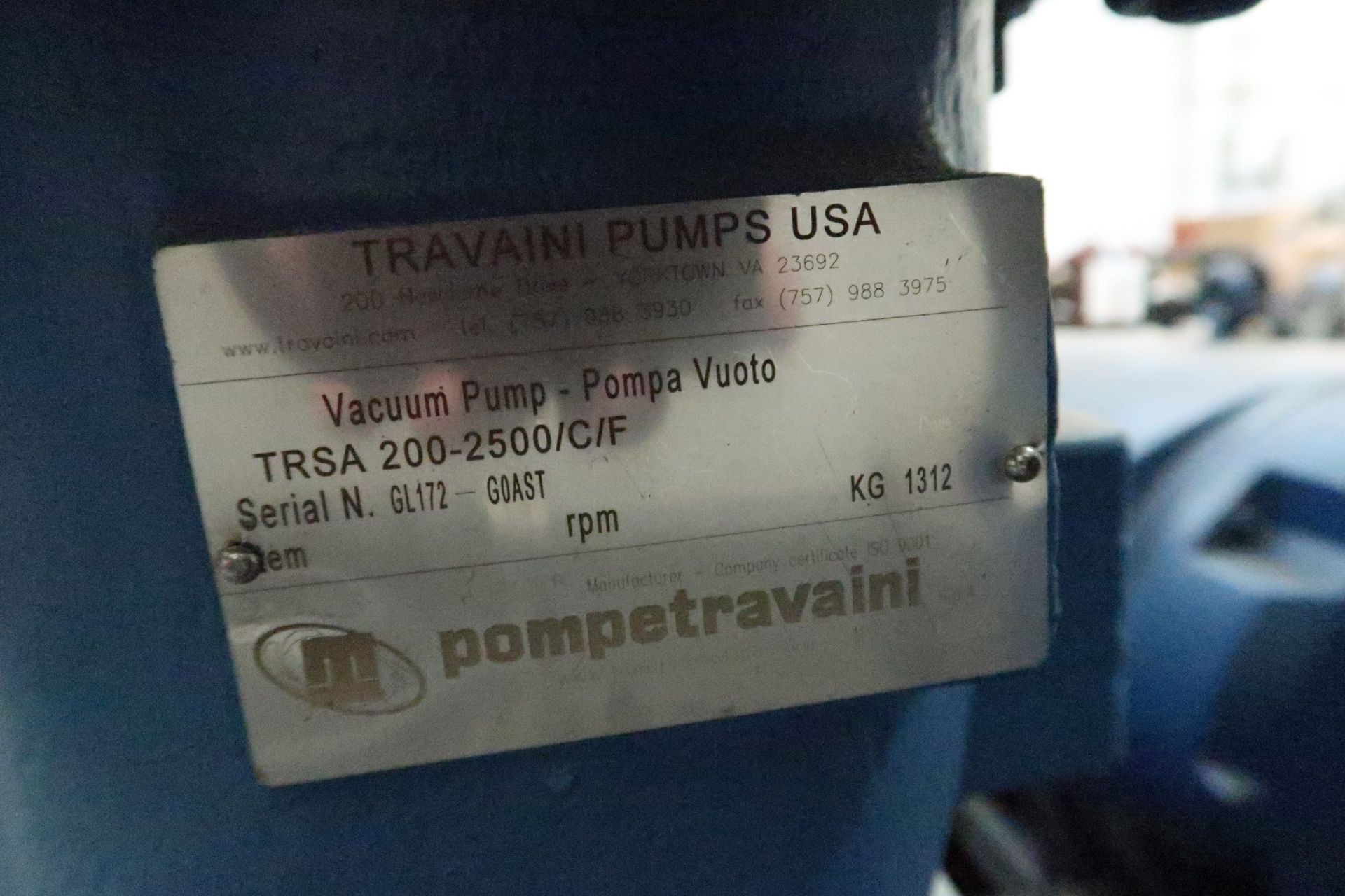100 HP DYNASEAL TRAVAINI MODEL TRSA200/2500/C/F SKID MOUNTED VACUUM PUMP WITH CONTROL PANEL - Image 7 of 7