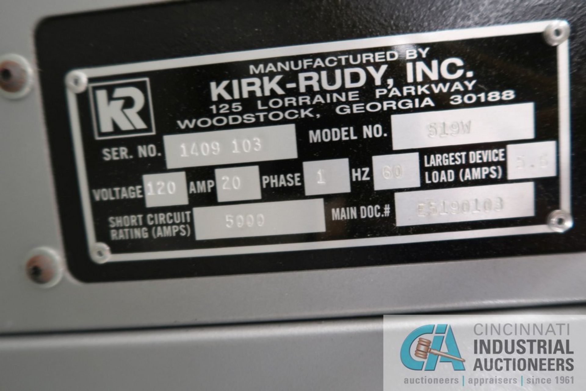 KIRK RUDY MODEL 519W INKJET ADDRESSING SYSTEM; S/N 1409103, WITH KIRK RUDY 496F ENVELOPE FEEDER, - Image 12 of 18
