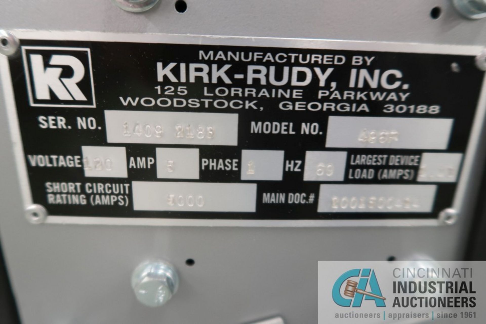 KIRK RUDY MODEL 519W INKJET ADDRESSING SYSTEM; S/N 1409103, WITH KIRK RUDY 496F ENVELOPE FEEDER, - Image 14 of 18