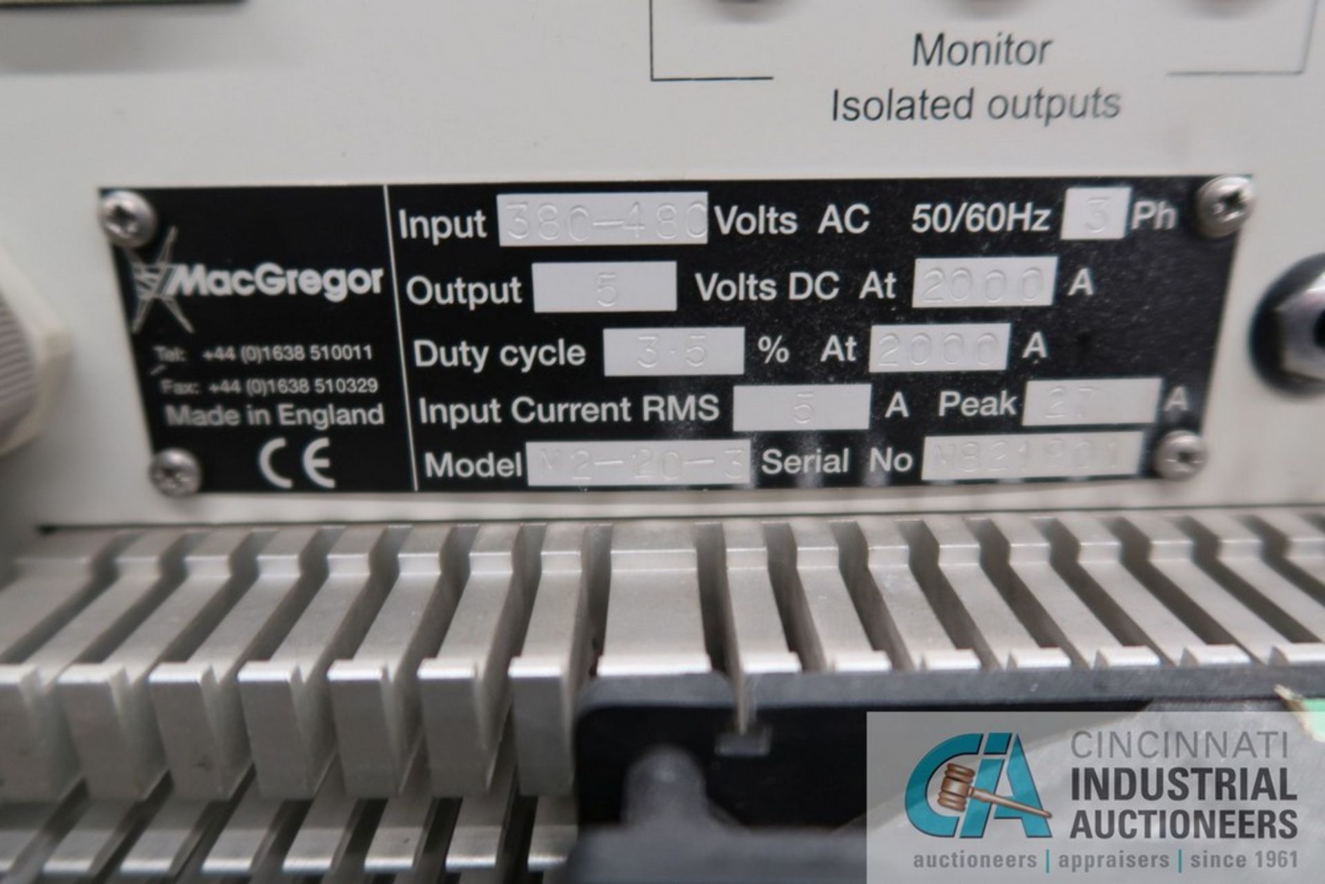 MACGREGOR MODEL M2-20-3 DIGITAL READ-OUT WELDING CONTROL SYSTEM S/N M821901, 280-480 INPUT VOLTS - Image 2 of 2