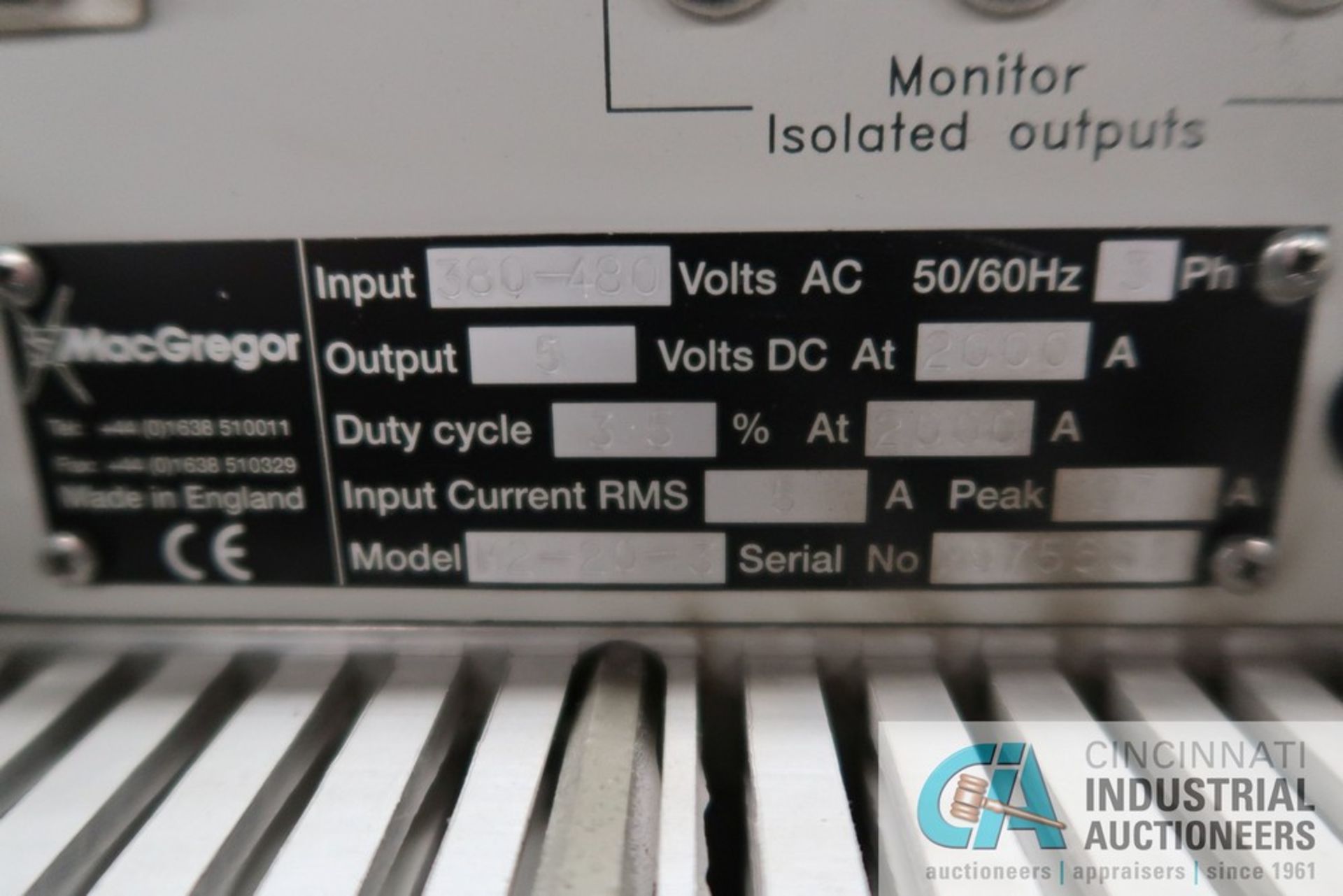 MACGREGOR MODEL M2-20-3 DIGITAL READ-OUT WELDING CONTROL SYSTEM S/N M975602, 3 PHASE 380-480 INPUT - Image 2 of 2