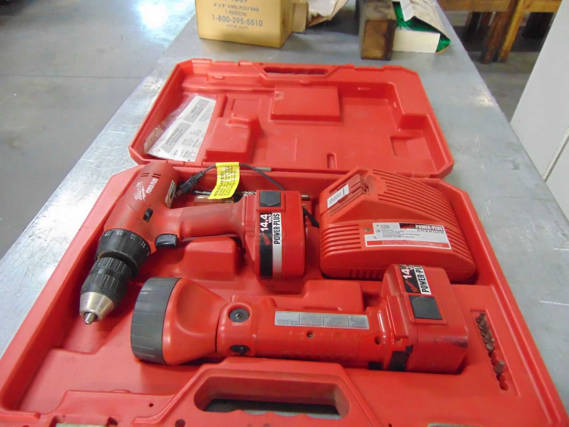 Milwaukee 14.4-Volt Cordless Drill; Flashlight & Charger